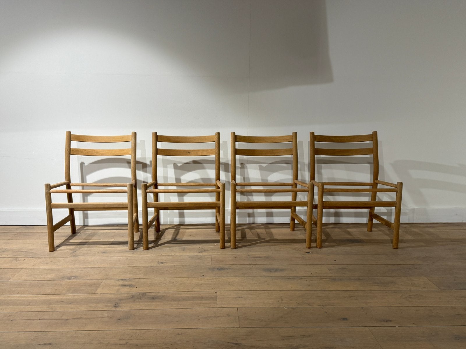 4 Eiken Eetkamerstoelen Hans Wegner CH 47 Carl Hansen, Ophalen of Verzenden