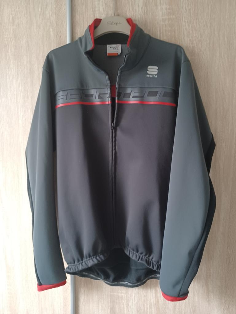 Sportful Fietsjack - Grijs/Zwart/Rood - XXL, Kleding | Heren, Sportkleding, Zo goed als nieuw, Hardlopen of Fietsen, Overige maten