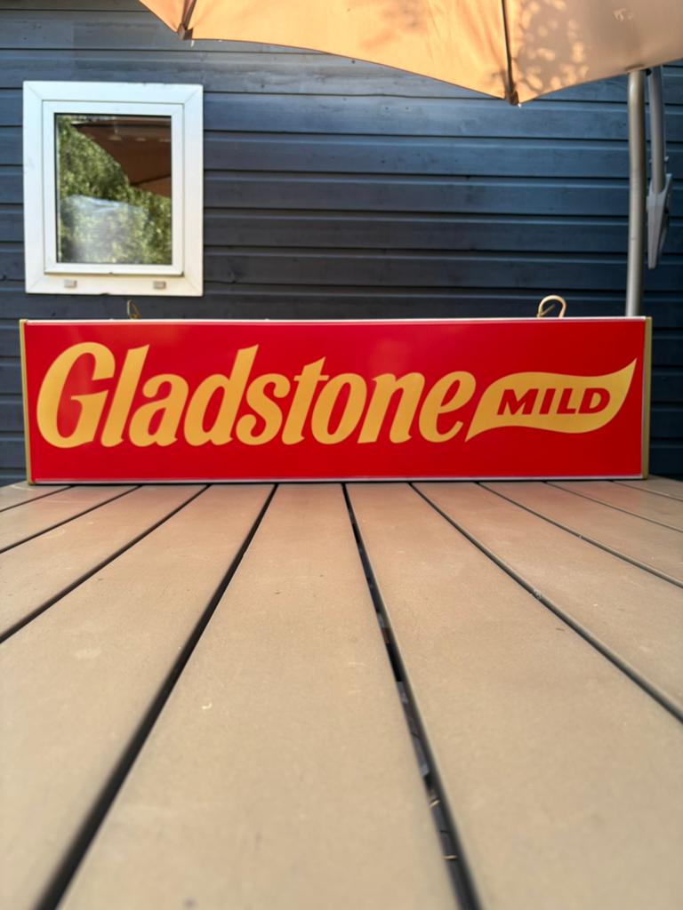 Gladstone Mild – vintage lichtreclame Werkend dubbelzijdig, Verzamelen, Ophalen, Zo goed als nieuw, Lichtbak of (neon) lamp