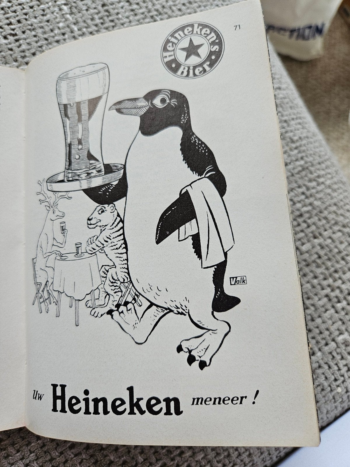 Heineken Bier reclame uit tijdschrift - Pinguïn ober, Verzamelen, Ophalen of Verzenden, Overige typen