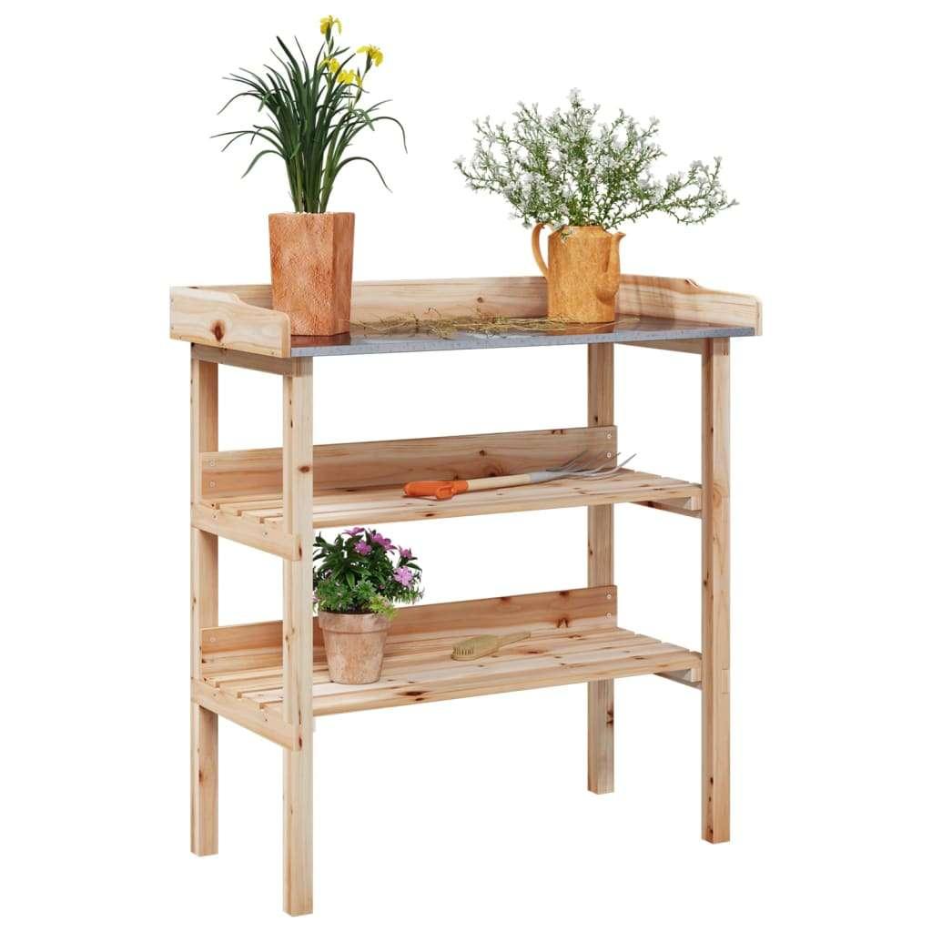 Oppottafel plantentafel hout + zink GRATIS VERZONDEN!, Verzenden, Nieuw, Balkon, Nvt