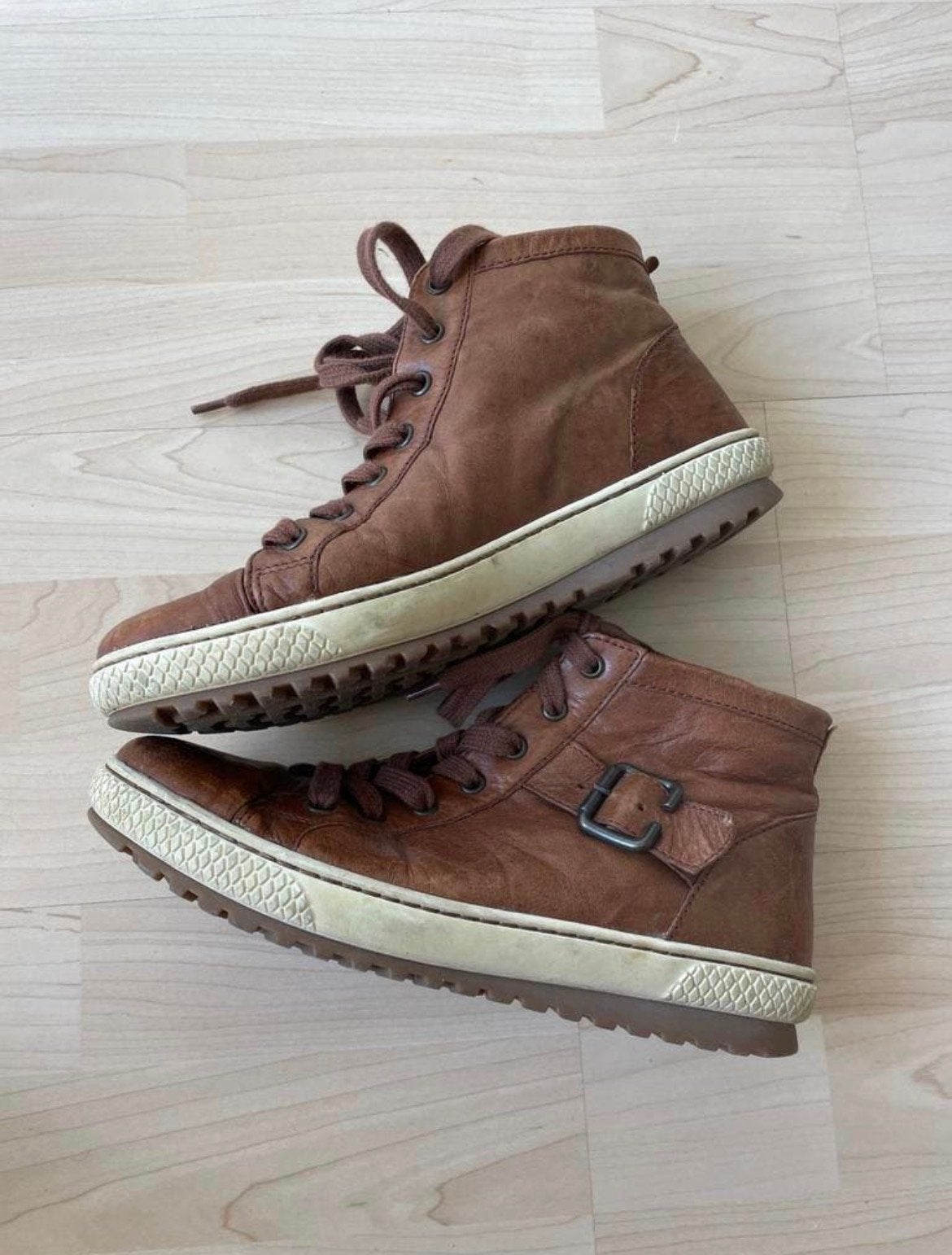 Gabor leren sneakers - Maat 38.5, Kleding | Dames, Ophalen of Verzenden, Gedragen, Bruin, Sneakers of Gympen