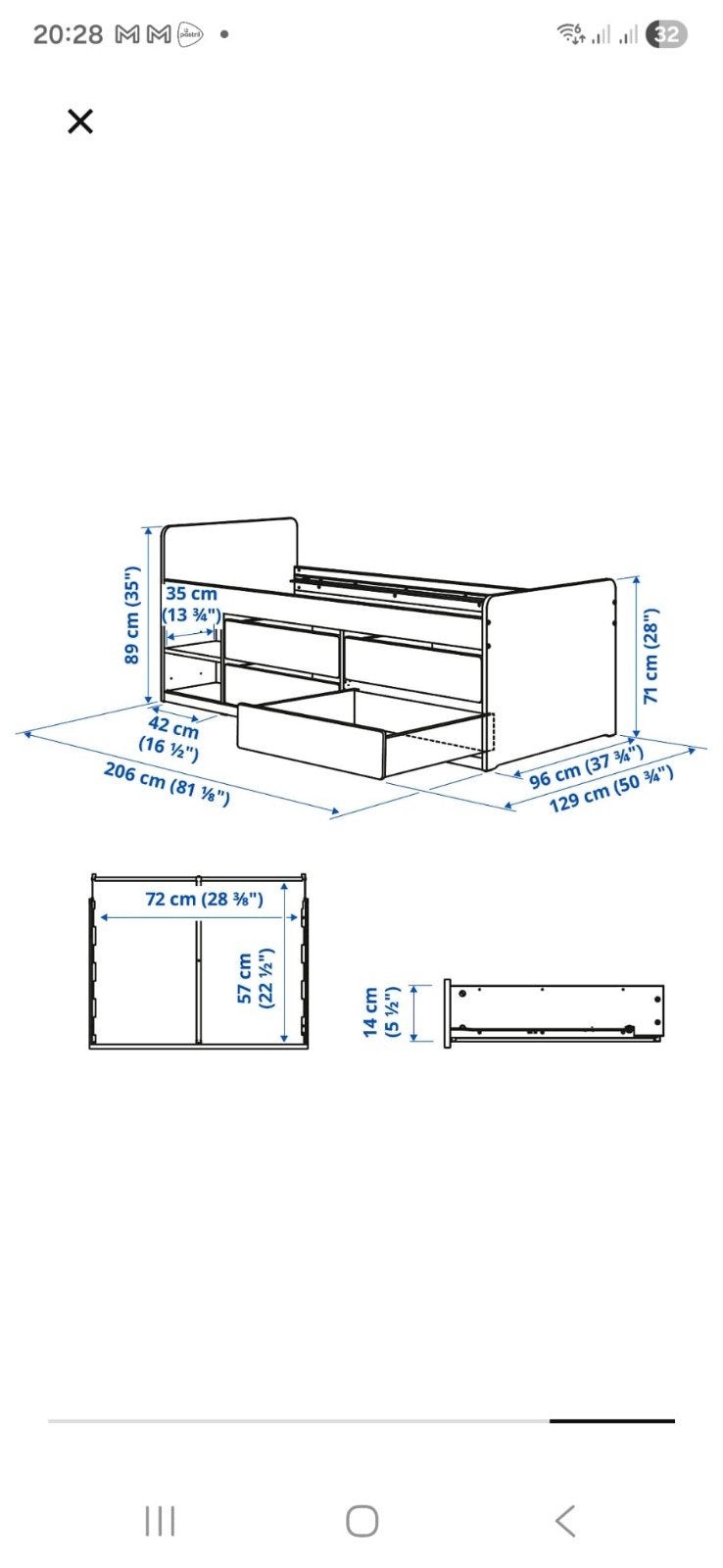 IKEA SMÅSTAD bedframe met opberglades, licht beschadigd, Ophalen, Zo goed als nieuw, Wit
