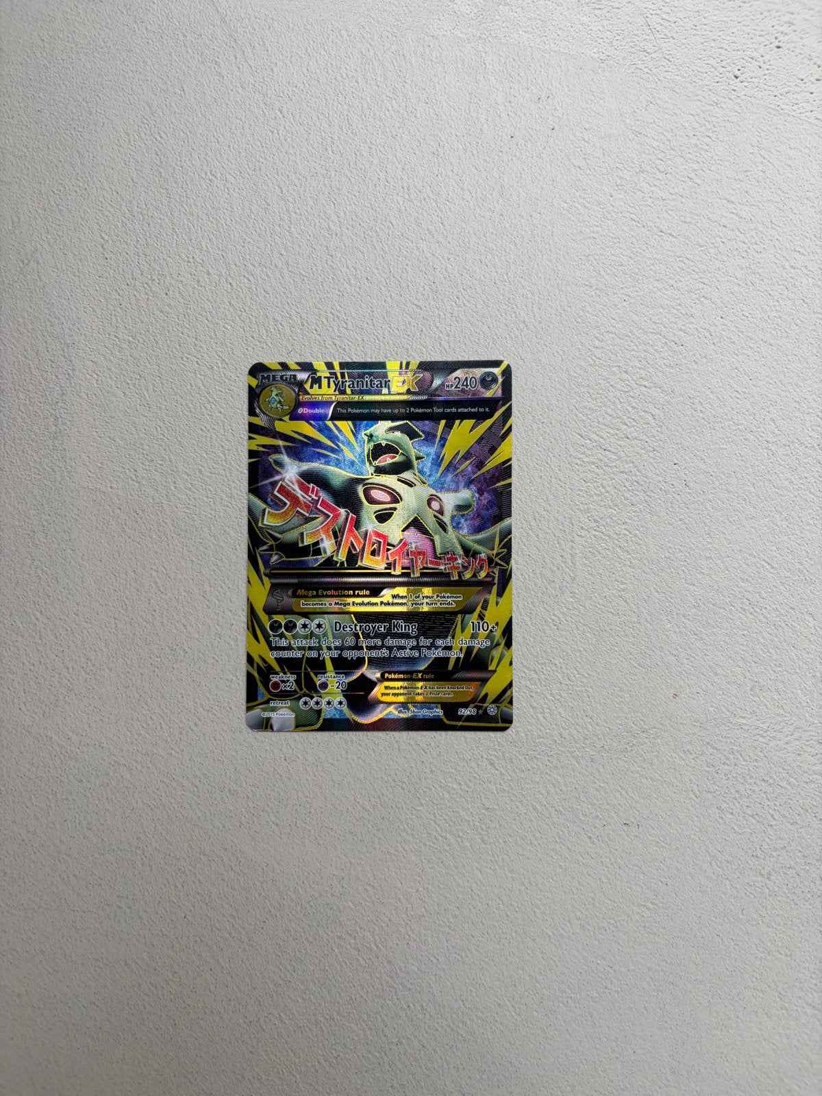 Mega Tyranitar EX Pokémon Kaart - Zeldzaam, Ophalen of Verzenden, Zo goed als nieuw, Losse kaart
