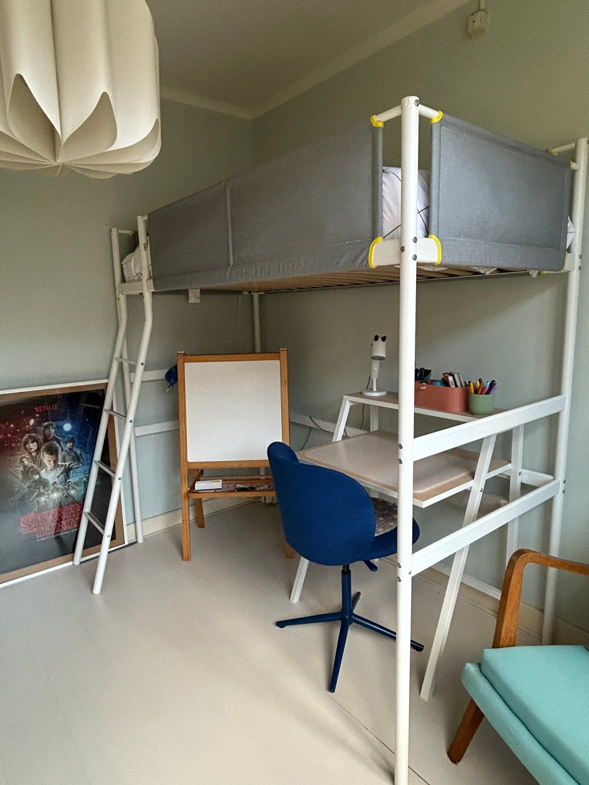 IKEA VITVAL Hoogslaper met matras, Huis en Inrichting, Ophalen, Eenpersoons, Zo goed als nieuw, 200 cm