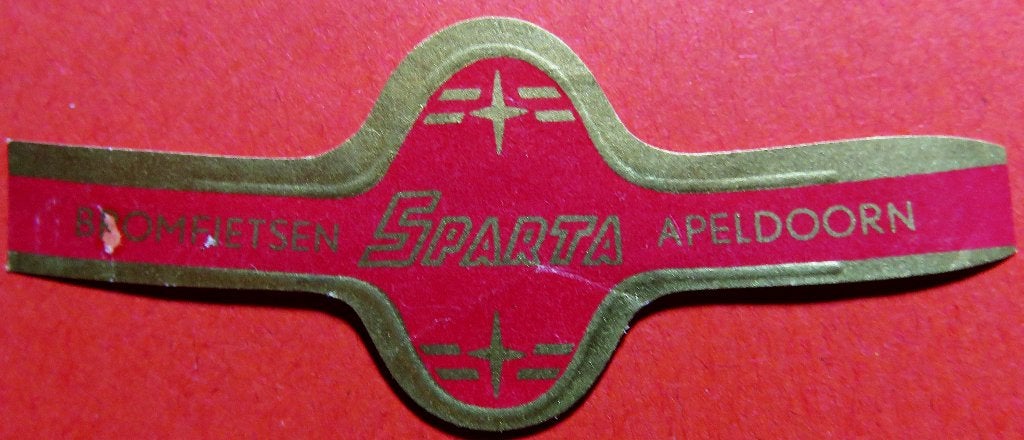 Sigarenbandje reclamebandje Sparta Bromfietsen Apeldoorn, Verzenden, Gebruikt, Sigarenbandjes