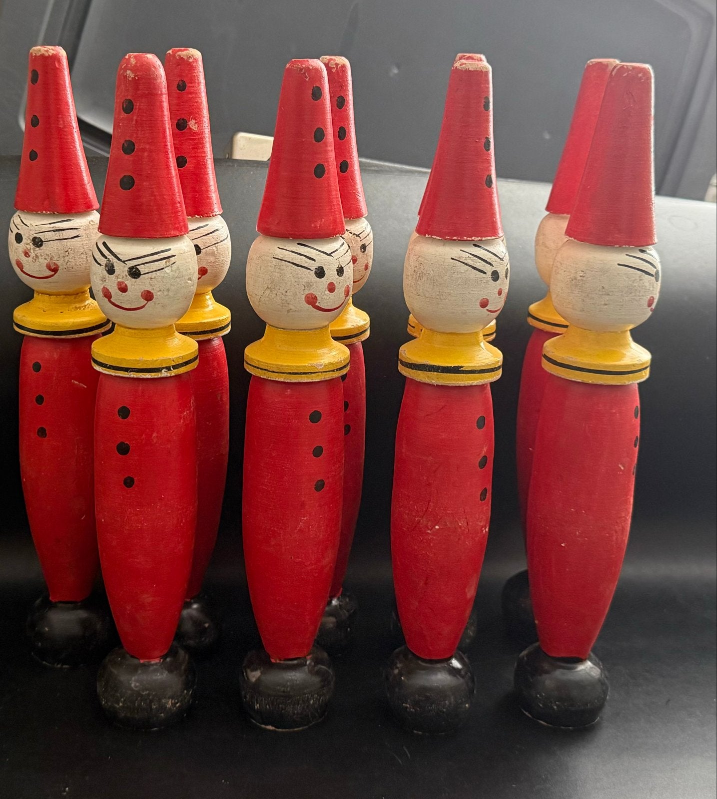 9 Vintage Houten Kegels - Grootmoeders Tijd, Ophalen of Verzenden