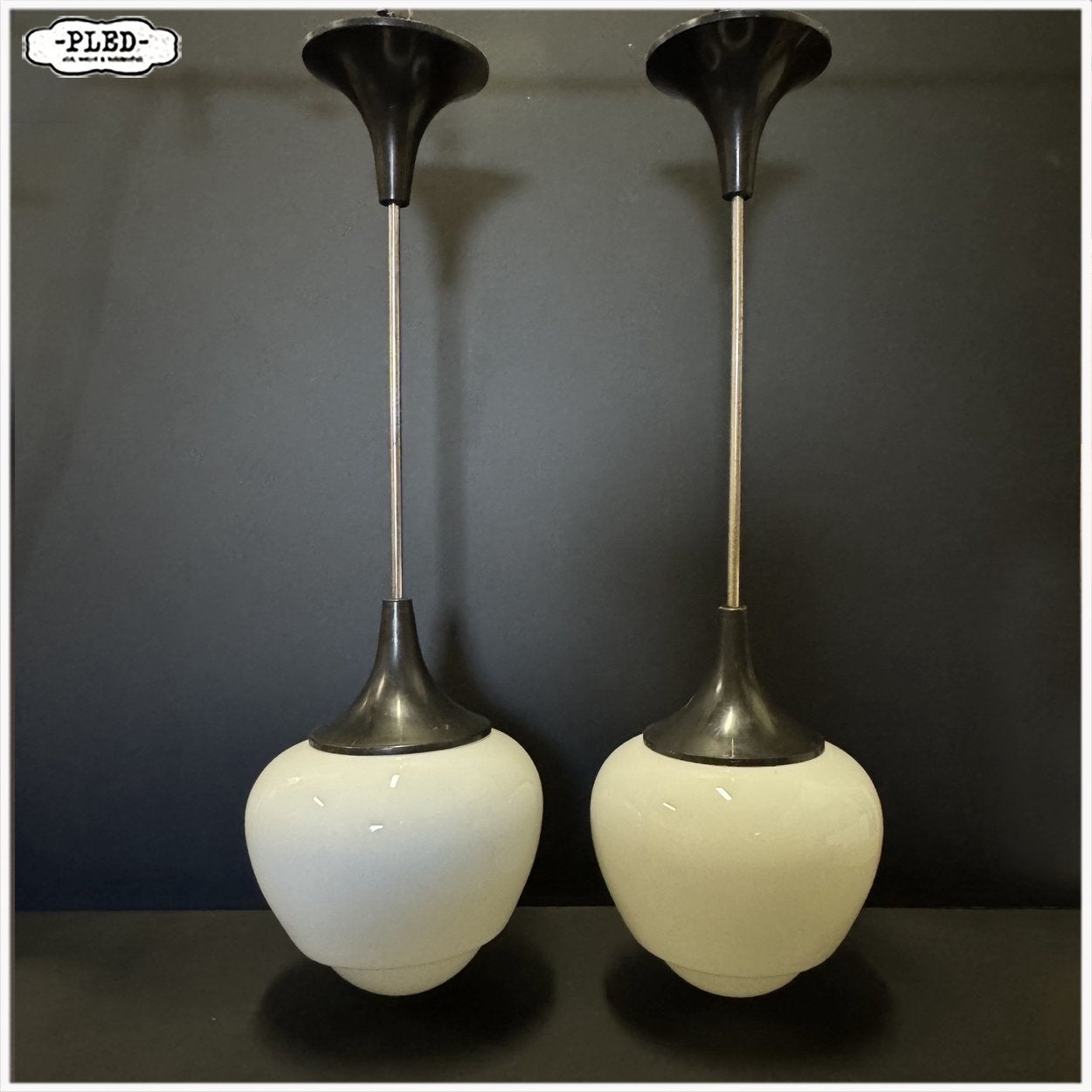 Duo opaline lampen Hanglampen Prijs is voor beide samen, Ophalen, Gebruikt, E27 (groot), Jaren 30 Boho Japandi Vintage