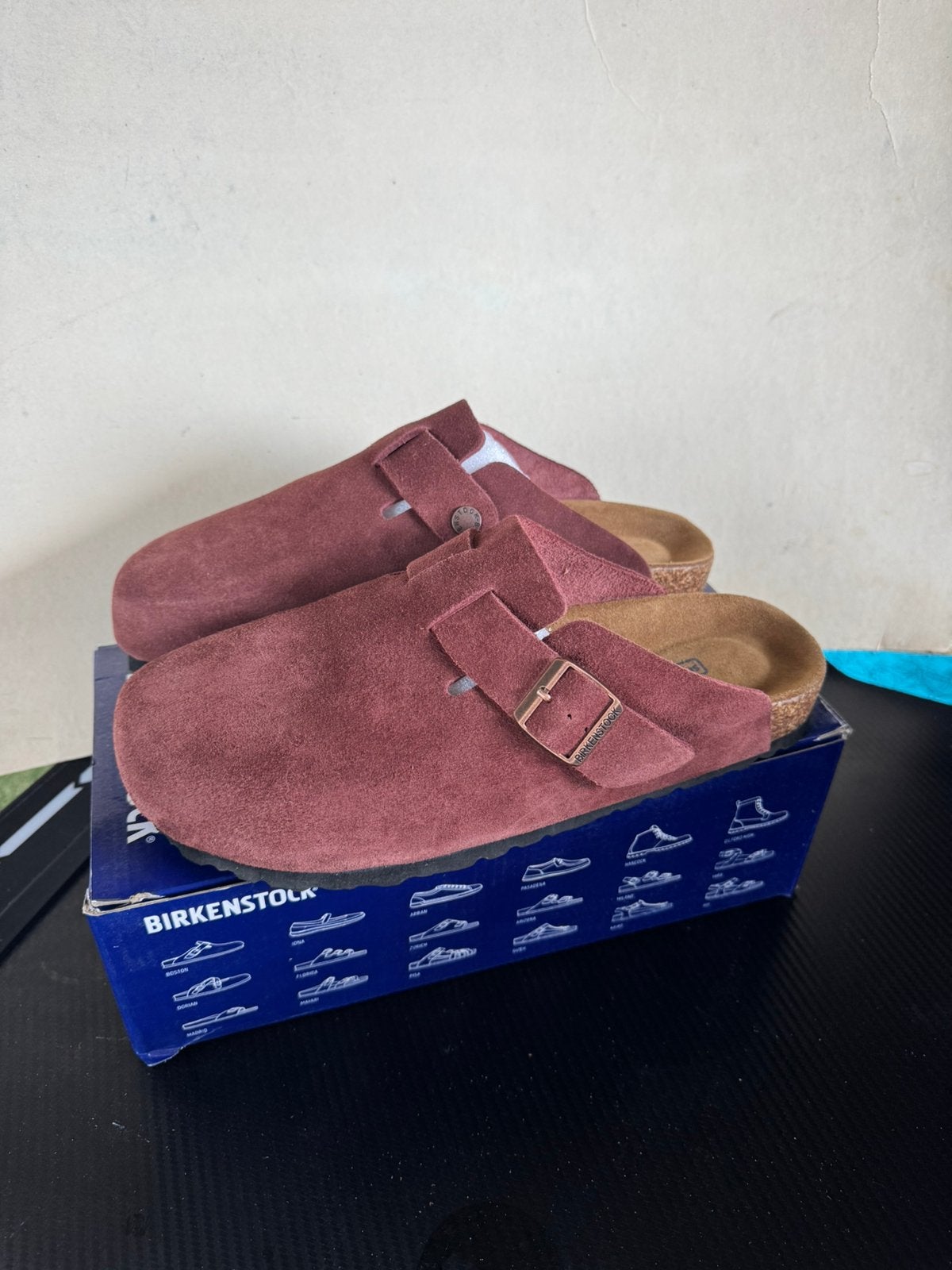 Birkenstock Boston Suede Bordeaux maat 42, Verzenden, Zo goed als nieuw