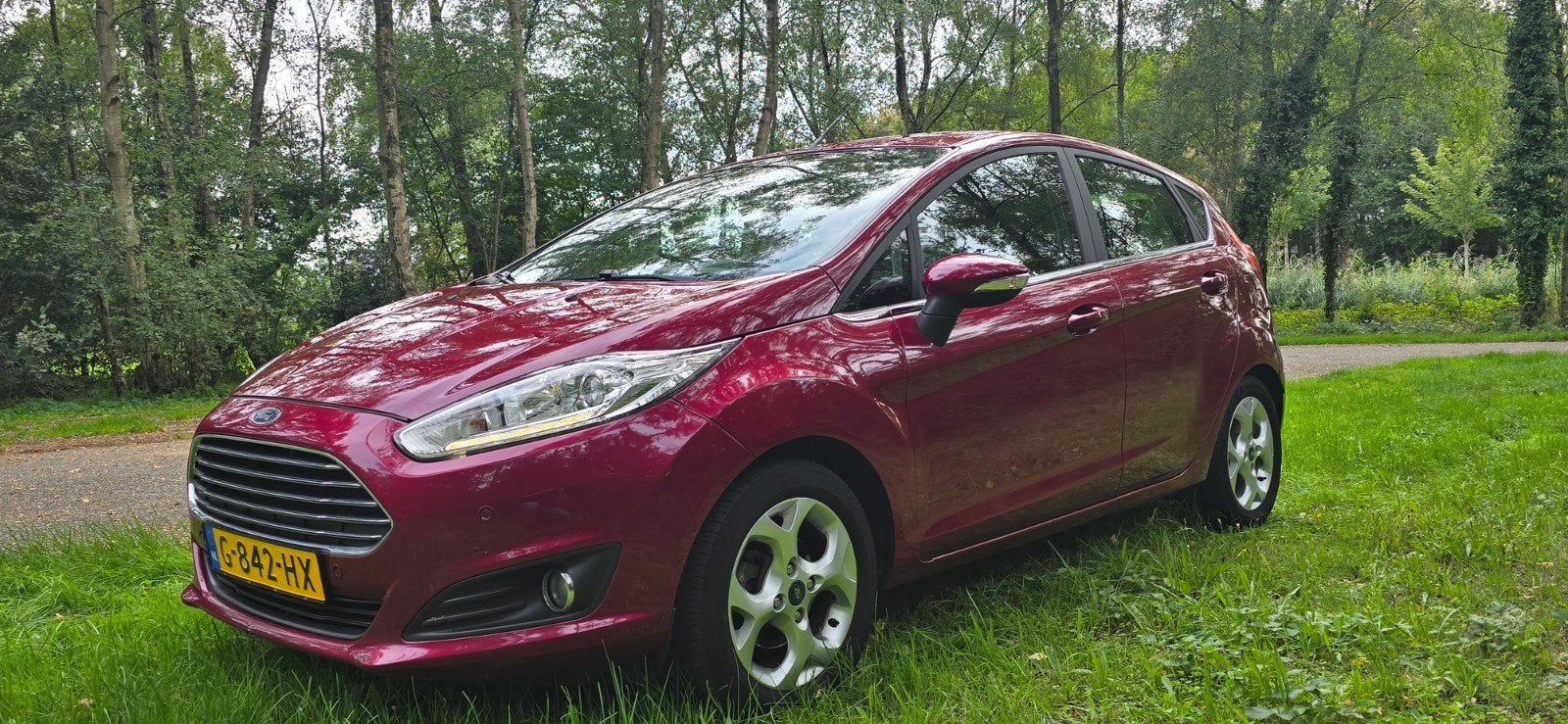Ford Fiësta 1.0 74KW/100PK 5D Powershift 2014 Rood, Auto's, 40 €/maand, 100 pk, Particulier, Geïmporteerd