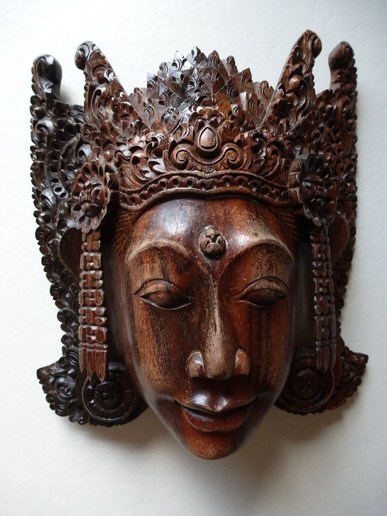 Fraai houten masker Bali - Indonesië - Houtsnijwerk, Verzenden, Masker, 20 - 50 cm, Hout