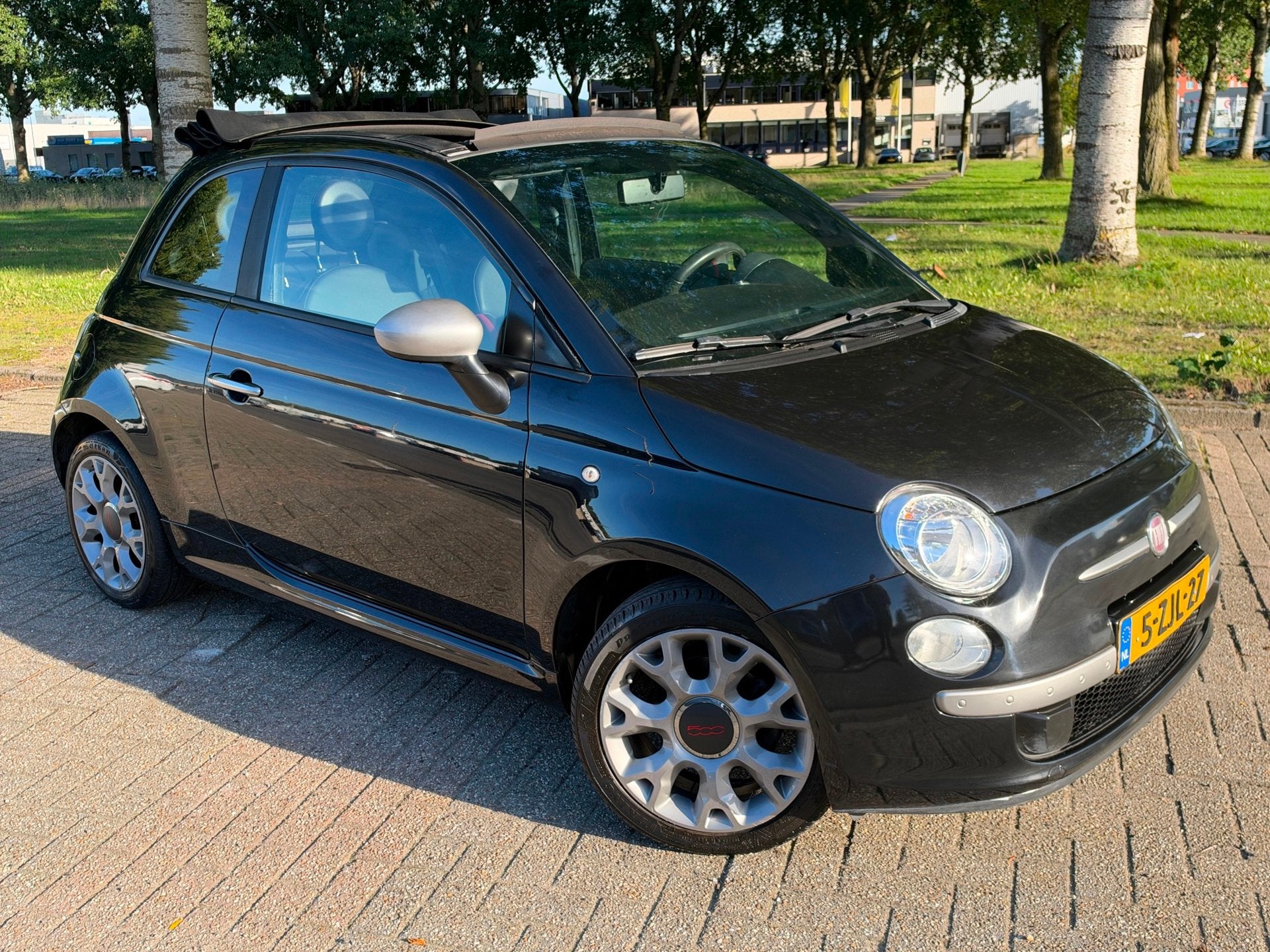 Fiat 500 C 0.9 TwinAir Turbo 500S, Auto's, Gebruikt, Cabriolet, Leder en Stof, Zwart