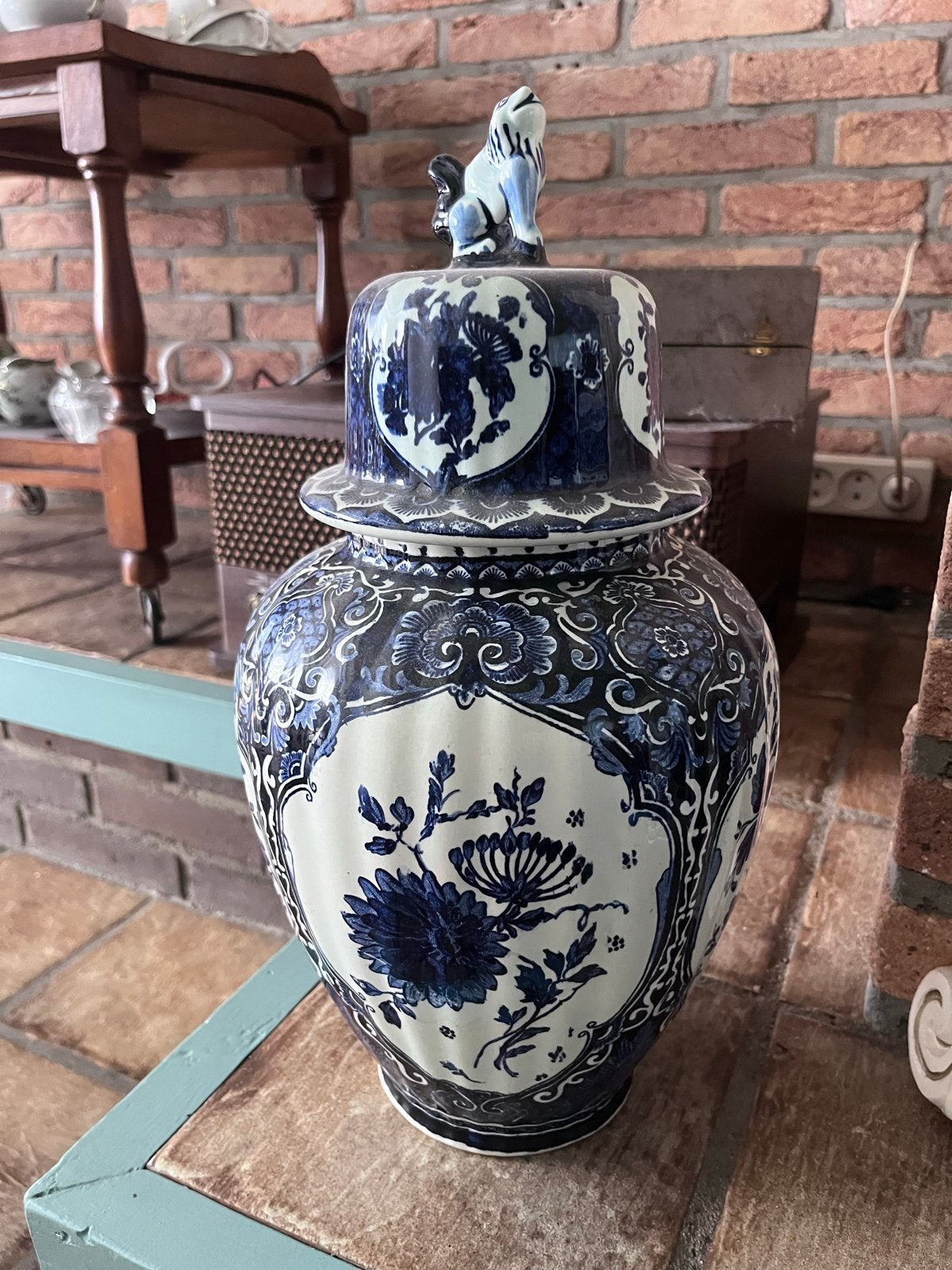 Antieke Chinese Gemberpot met Deksel - Blauw-Wit Porselein, Ophalen
