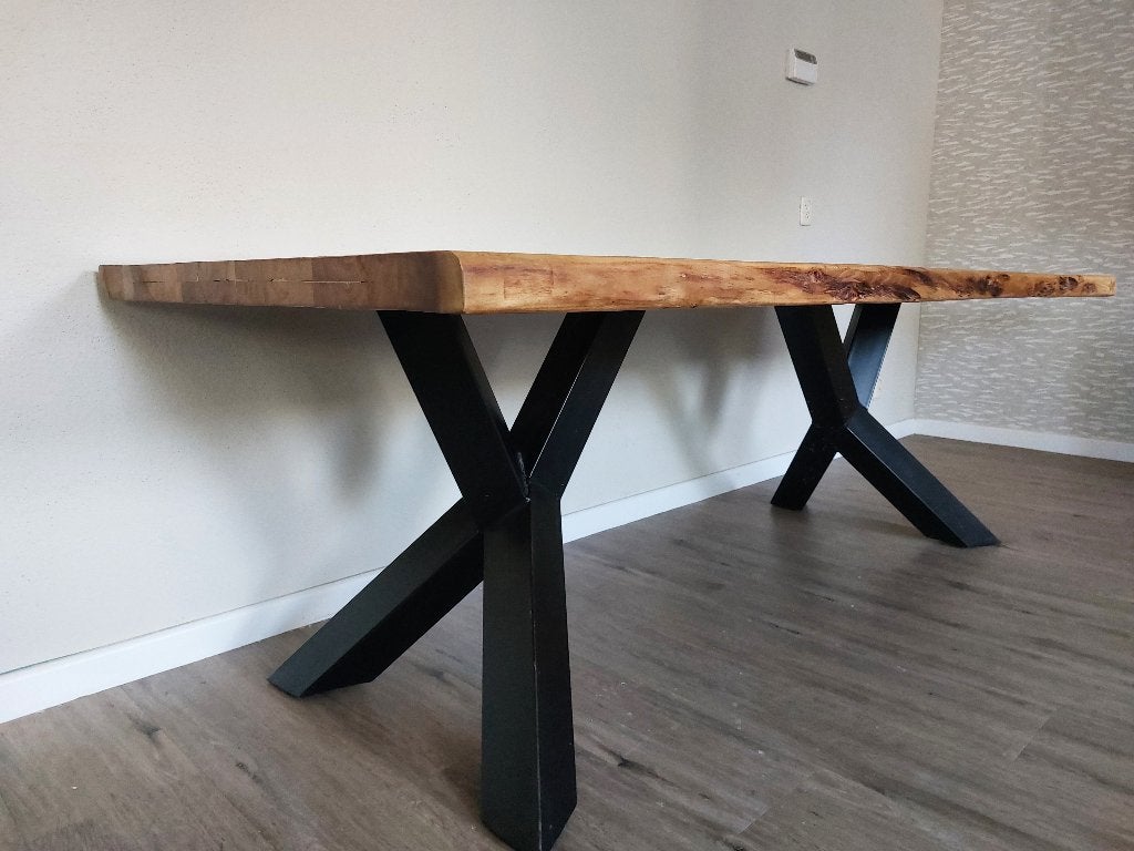 Boomstamtafel acacia 220 x 100 x 78, Ophalen, 200 cm of meer, 50 tot 100 cm, Zo goed als nieuw