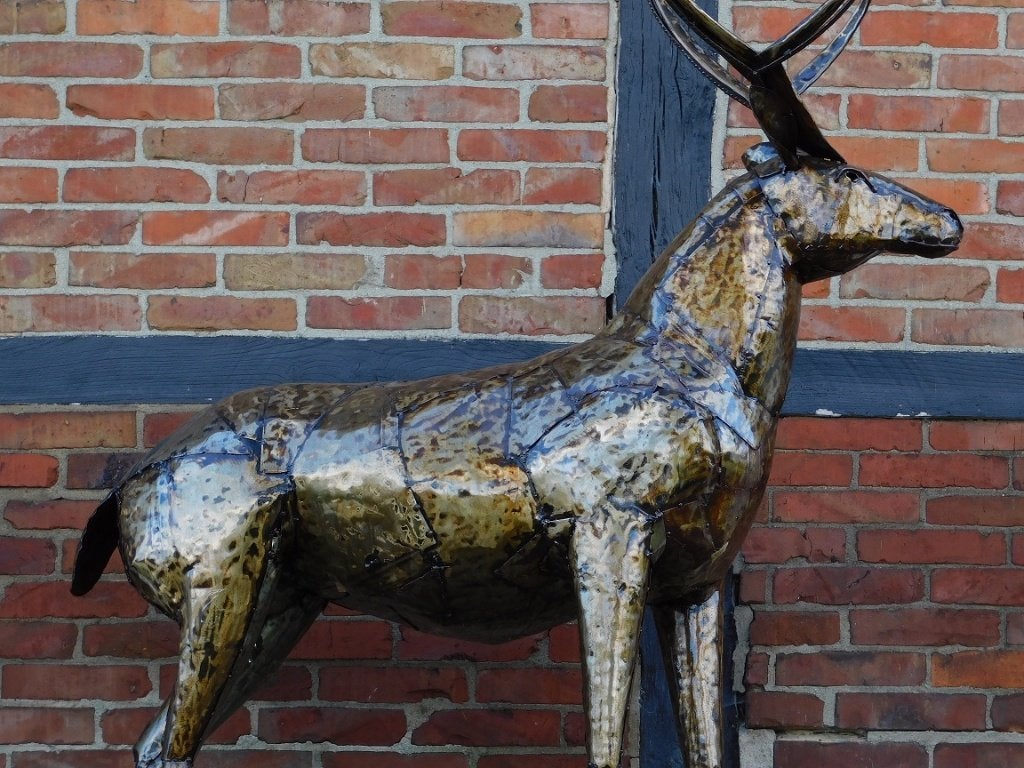 Hert ''Fara'' XXL - 195 cm - Handgemaakt & Uniek, 195 cm, Beeld, Ophalen of Verzenden, Bruin