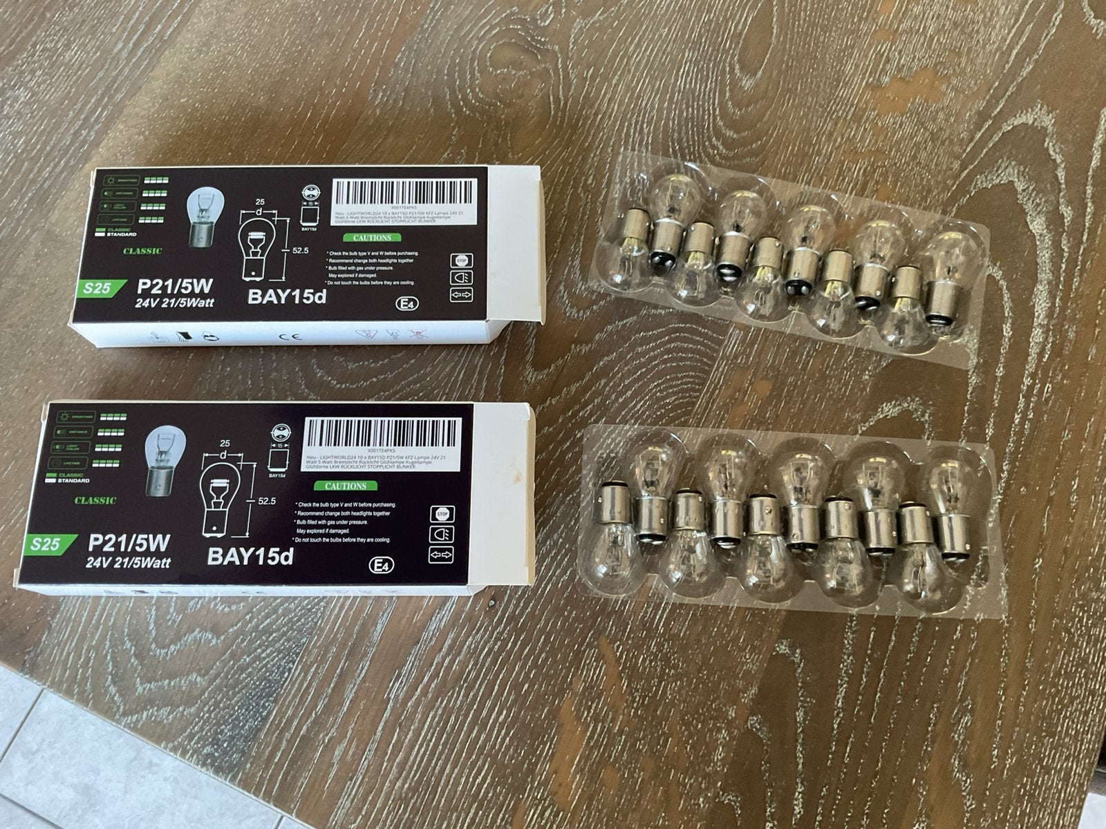 Autolampjes 24 volt/5 watt, remmen en verlichting in een, Ophalen of Verzenden, Nieuw