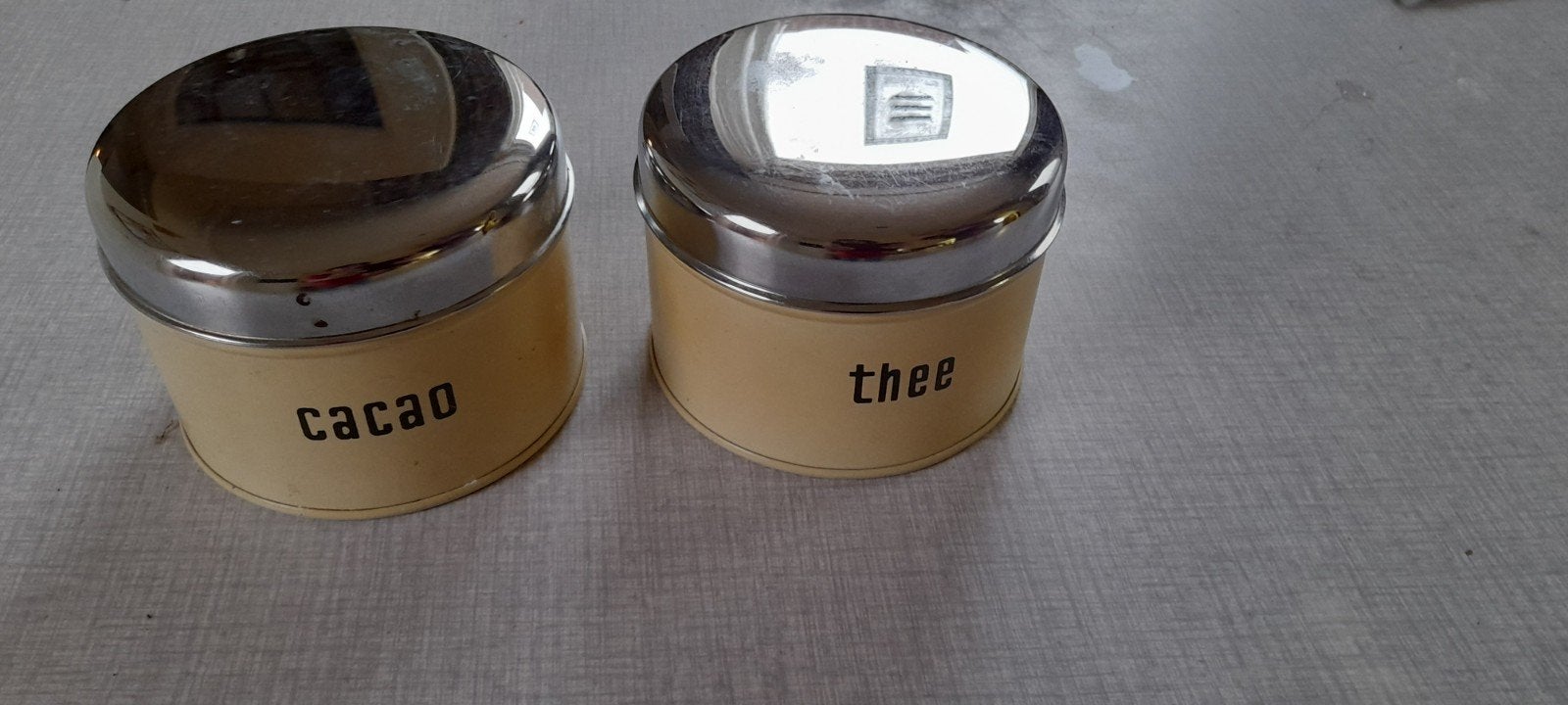 Vintage blikjes voor cacao en thee, Ophalen of Verzenden