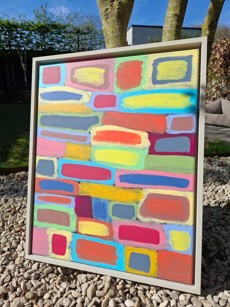 Kleurrijk abstract schilderij, Ophalen of Verzenden