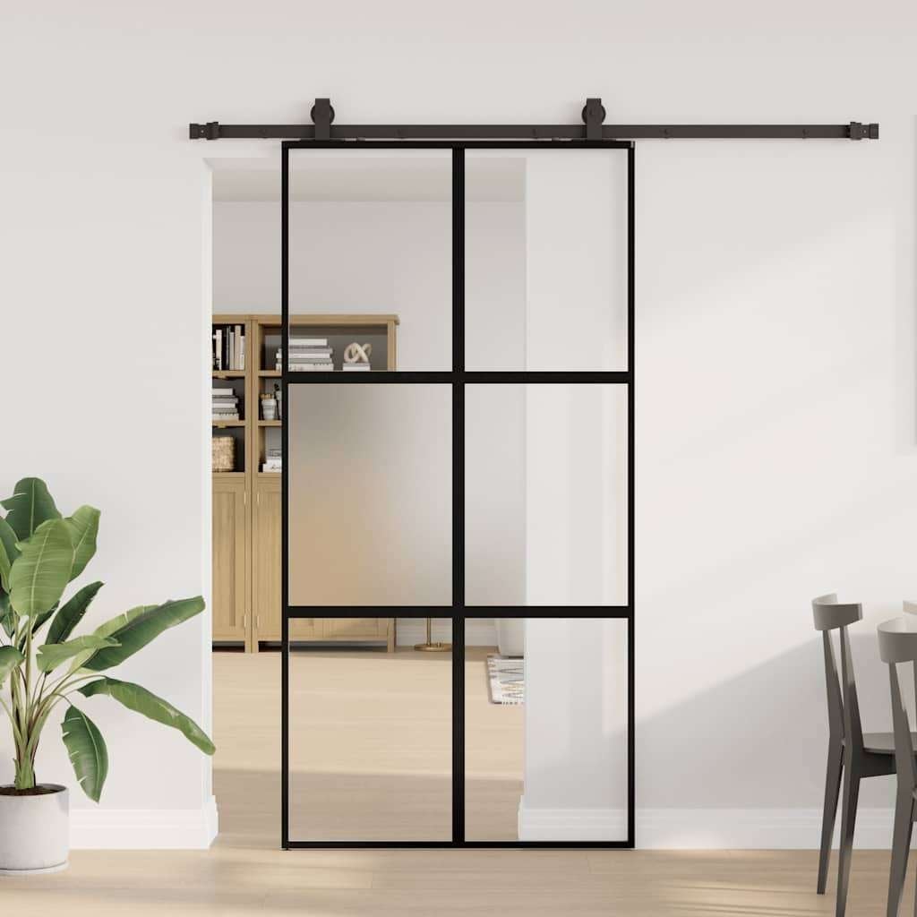 Schuifdeur 102,5 x 205 cm gehard glas zwart GRATIS BEZORGD!, Doe-het-zelf en Verbouw, 100 tot 120 cm, Verzenden, Binnendeur, Nieuw