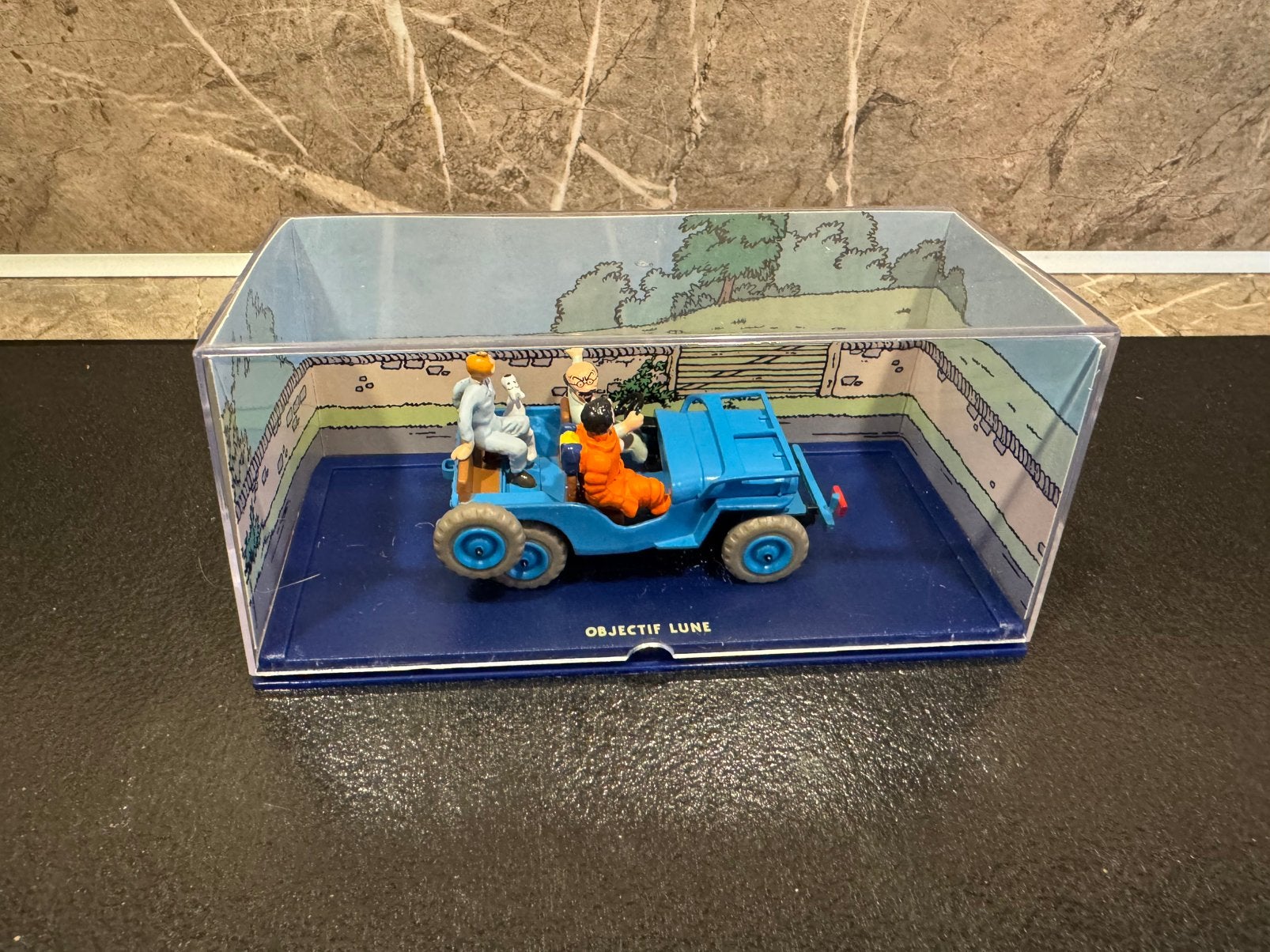 Kuifje Modelauto: Blauwe Jeep Willys (Objectif Lune), Ophalen of Verzenden, Kuifje, Zo goed als nieuw, Beeldje of Figuurtje