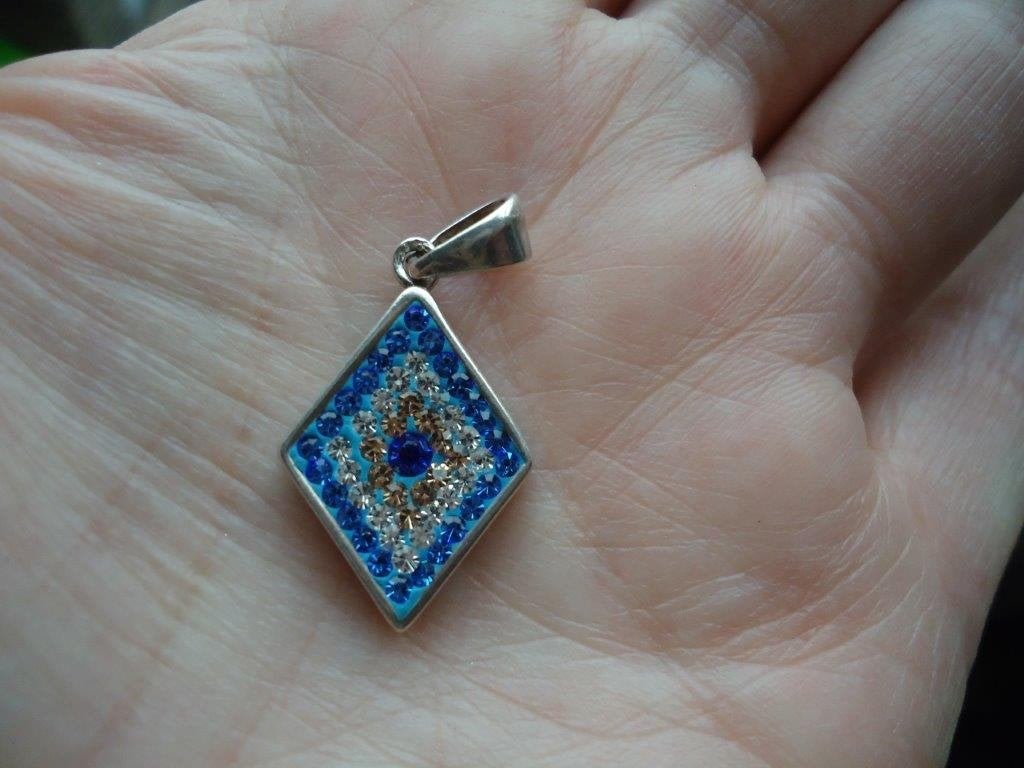 mooie echt zilveren hanger spekvorm met blauwe steentjes 925, Blauw, Ophalen of Verzenden, Zo goed als nieuw, Zilver