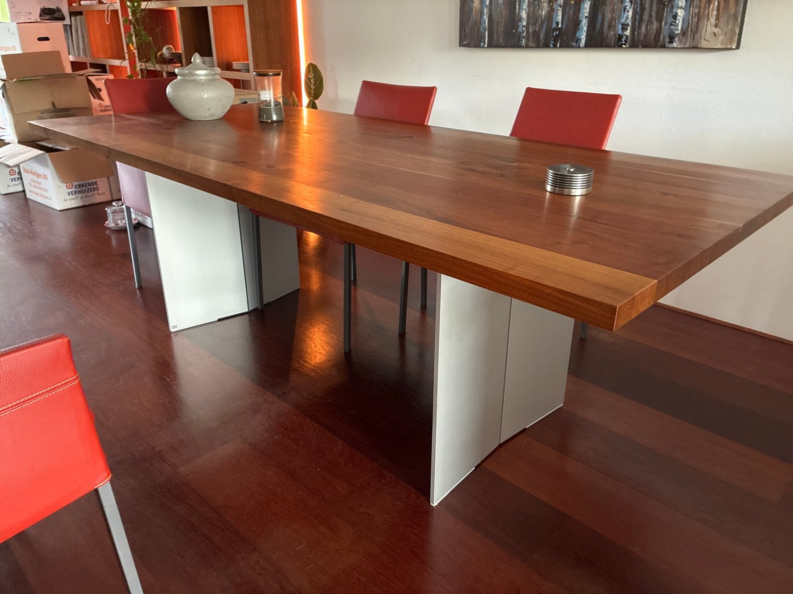 Rolf Benz design eettafel - Notenhout 220x98 cm, Ophalen, 200 cm of meer, 50 tot 100 cm, Zo goed als nieuw