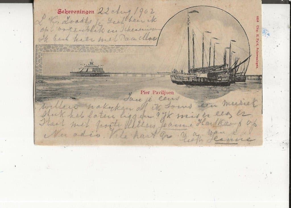 Scheveningen Pier Paviljoen met bomschuiten ri Hattem H Fuld, Ophalen of Verzenden, Voor 1920, Gelopen, Zuid-Holland