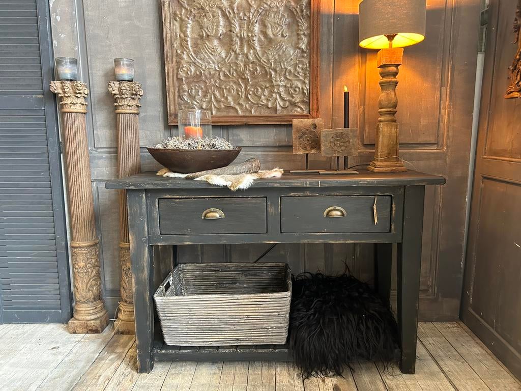Stoere sidetable, Ophalen, Zo goed als nieuw, 25 tot 50 cm, Rechthoekig