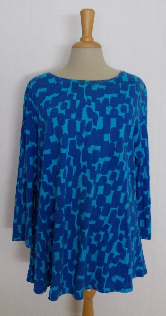 Leuke blauwe print top/tuniek van Skandika! L, Kleding | Dames, Tops, Gedragen, Maat 42/44 (L), Blauw, Lange mouw, Verzenden