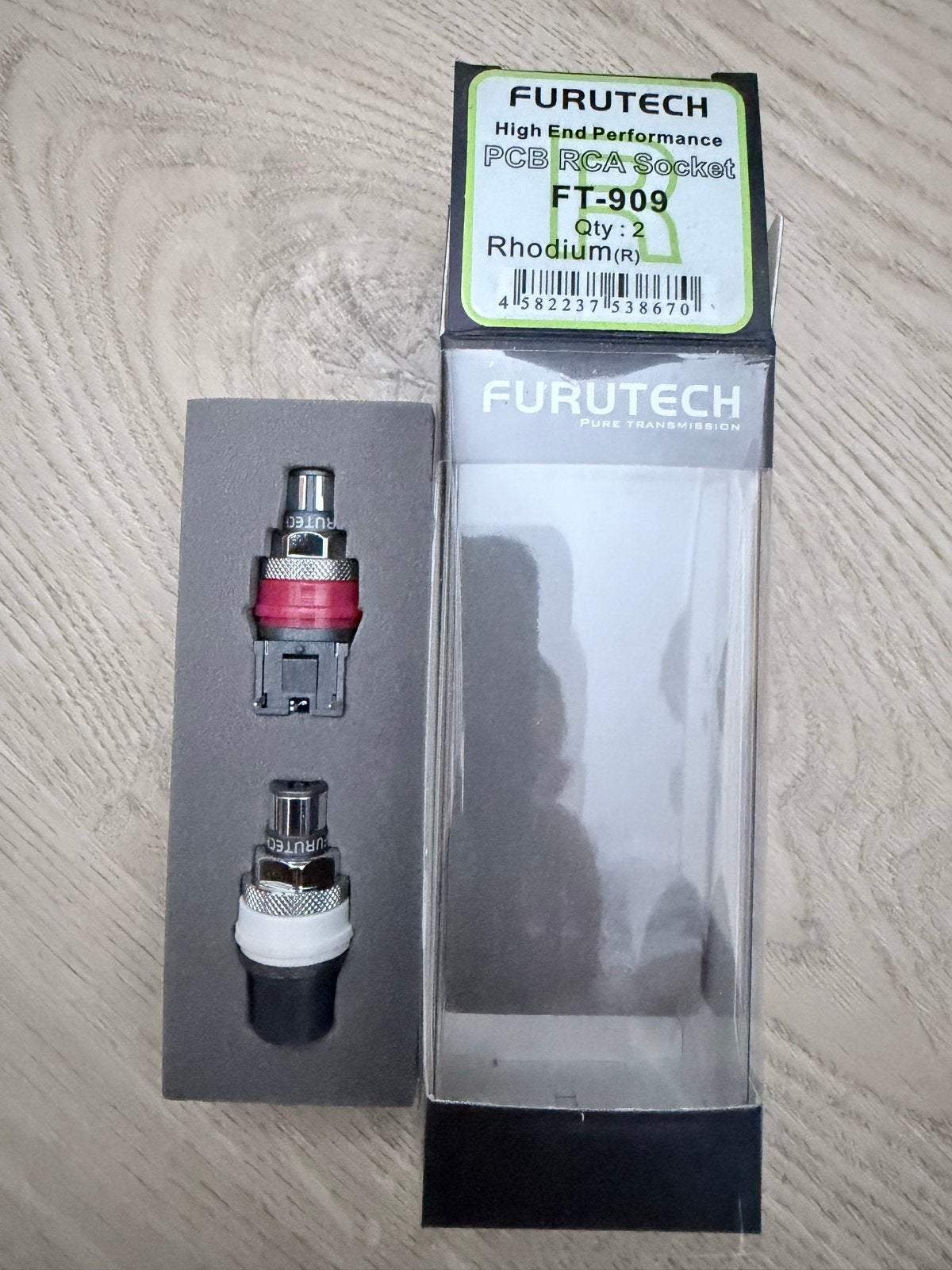 Furutech FT-909 Rhodium PCB RCA Socket (2 stuks), Ophalen of Verzenden, Nieuw, Minder dan 2 meter, Overige kabels