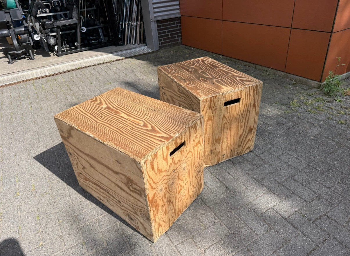 2 Houten Plyo Box 3-in-1 - Groot - 50 x 60 x 75 cm, Sport en Fitness, Ophalen, Gebruikt, Overige typen