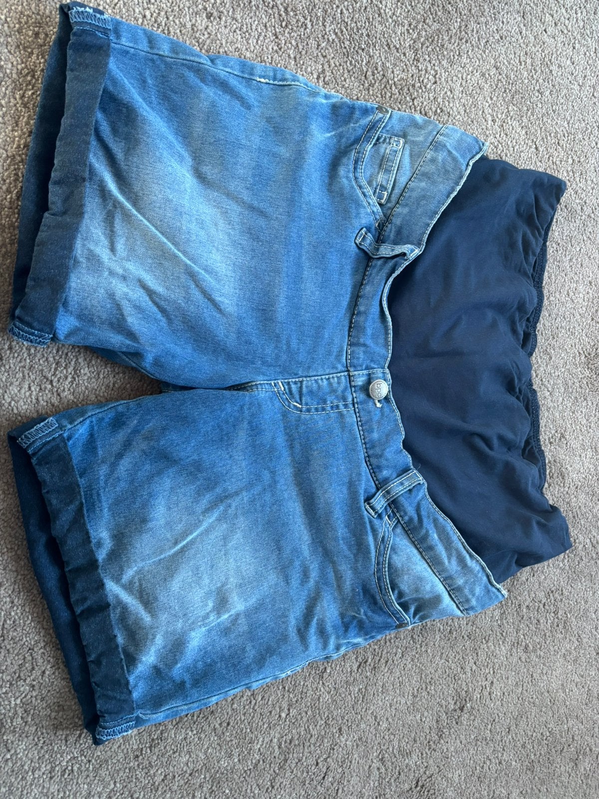 Korte zwangerschapsbroek Maat 38 Bonprix Blauw, Maat 38/40 (M), Blauw, Ophalen of Verzenden, Gedragen