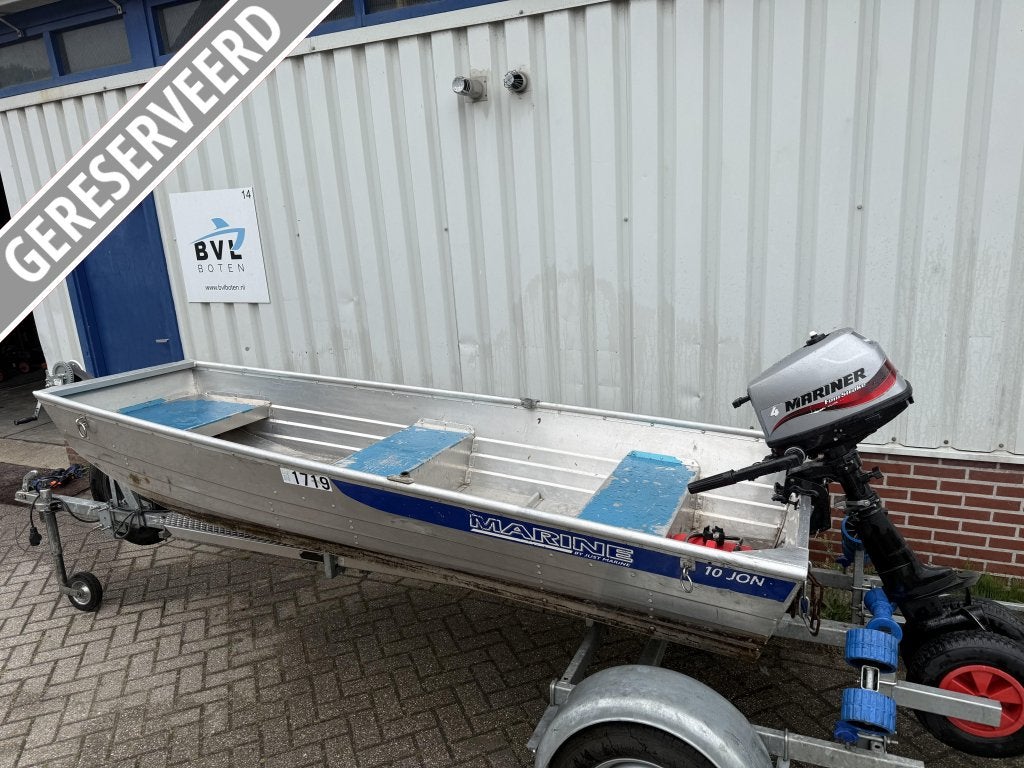 Marine 10 Jon Aluminium platbodem met Mariner 4pk 4takt, Watersport en Boten, Vis- en Consoleboten, Niet ingevuld, Gebruikt, Tot 10 pk