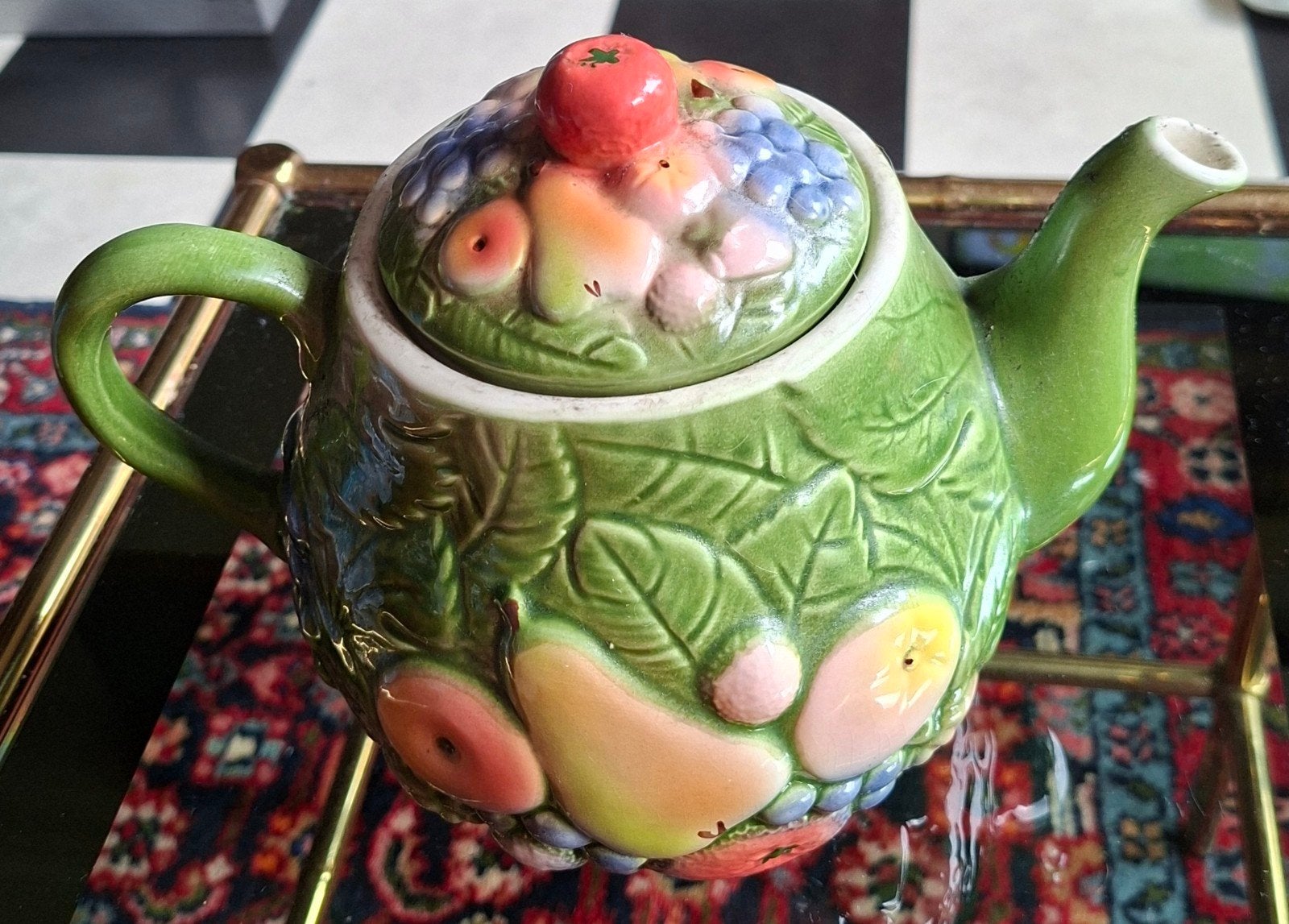 Vintage Fruit Theepot - Uniek Design, Ophalen of Verzenden