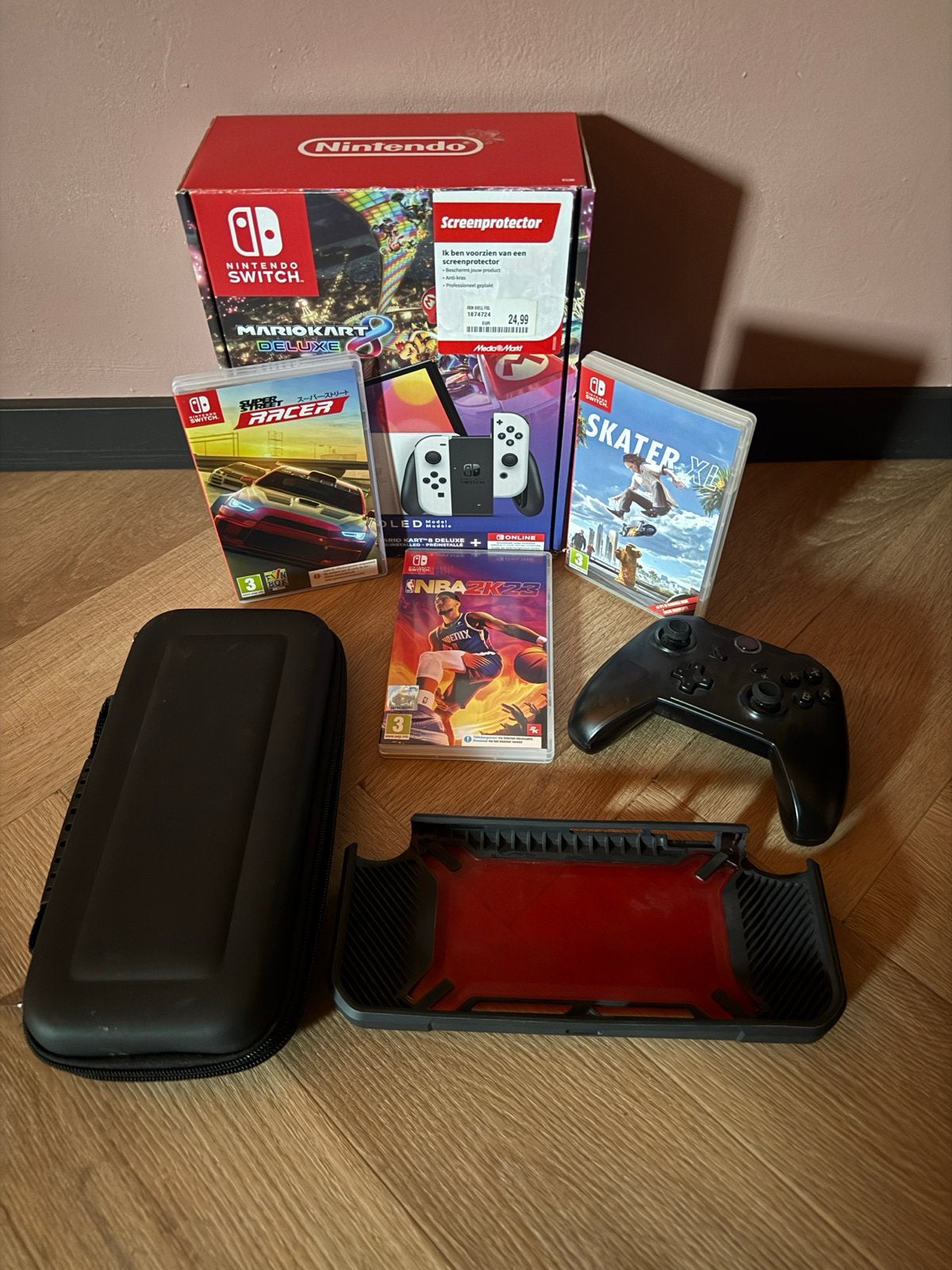 Nintendo Switch OLED wit ZGAN - Games/Controller/Bescherming, Switch OLED, Met games, Met 2 controllers, Ophalen of Verzenden