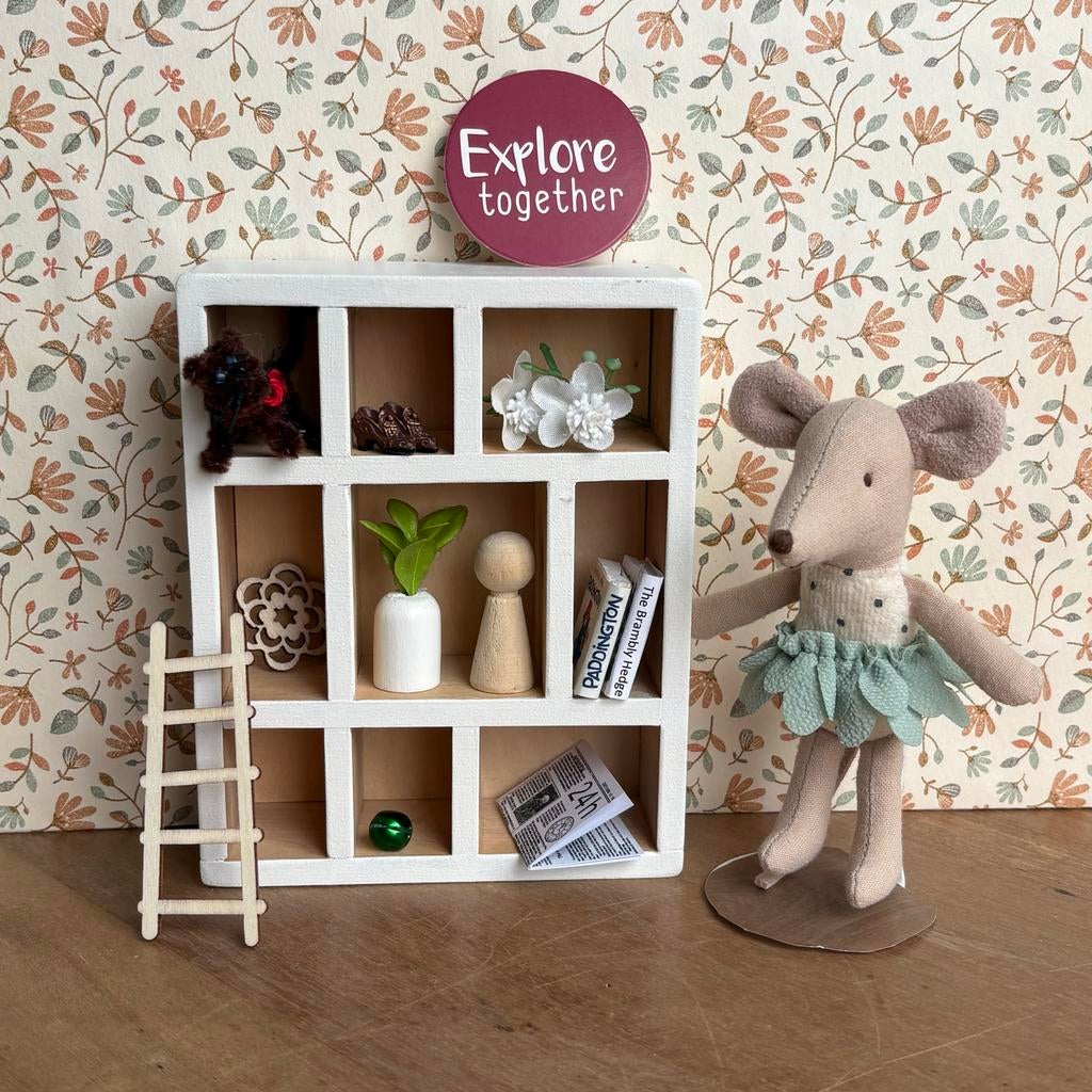 Houten Blokkenkast / Poppenhuis Muizenhuis met Accessoires, Kinderen en Baby's, Speelgoed | Poppenhuizen, Ophalen of Verzenden