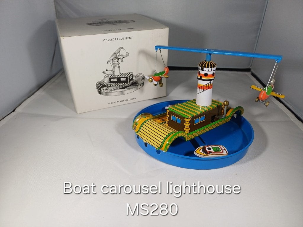 Blikken speelgoed Boat carrousel lighthouse MS280, Ophalen of Verzenden