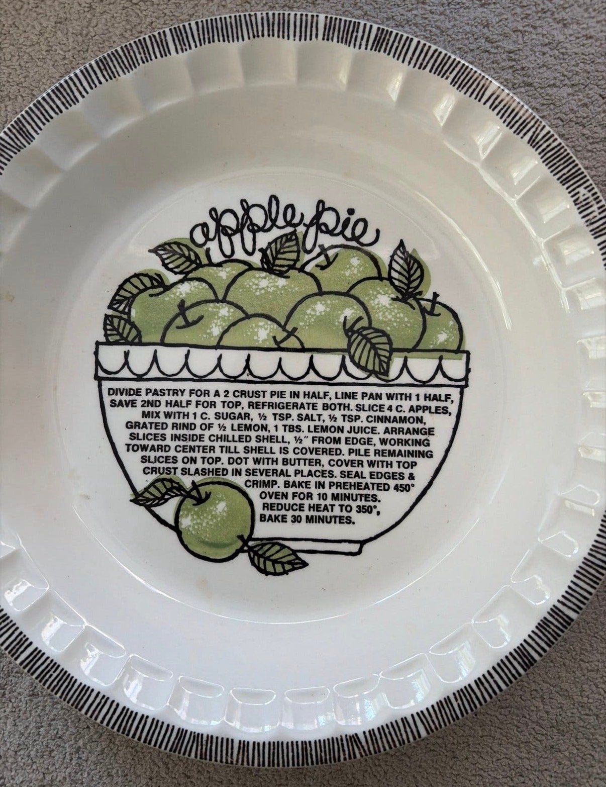 Vintage Royal China Jeanette Apple Pie Bakvorm met Recept, Verzenden