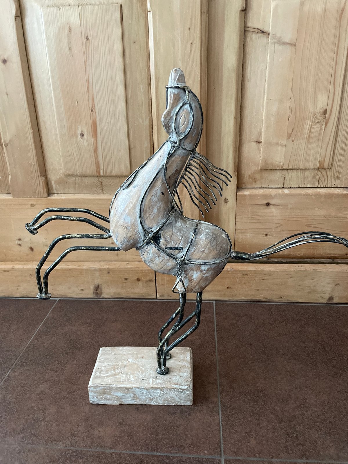 Decoratief paard van hout en metaal, Ophalen of Verzenden