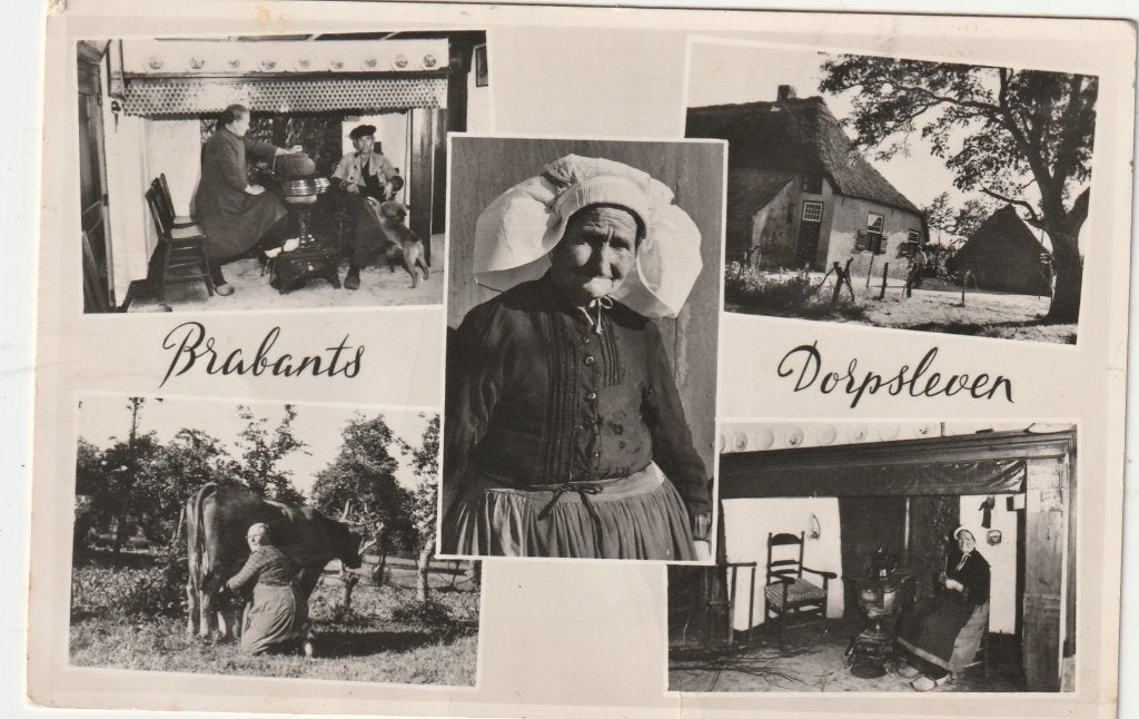 Brabants Dorpsleven - 5-luik (5 afbeeldingen, ca. 1958)., Ophalen of Verzenden, 1940 tot 1960, Gelopen, Noord-Brabant