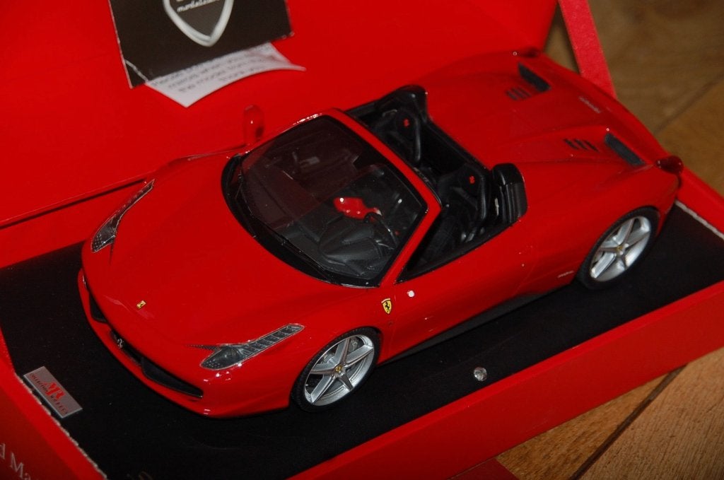 1:18 FERRARI 458 SPIDER rosso corsa MR models USED WRH, Verzenden, Zo goed als nieuw, Auto, Overige merken