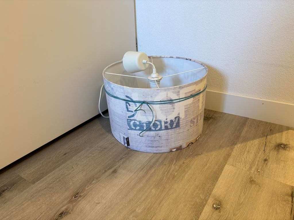 Grote lampenkap met print - 40,5 cm diameter, Ophalen, Gebruikt, 25 tot 50 cm, Wit