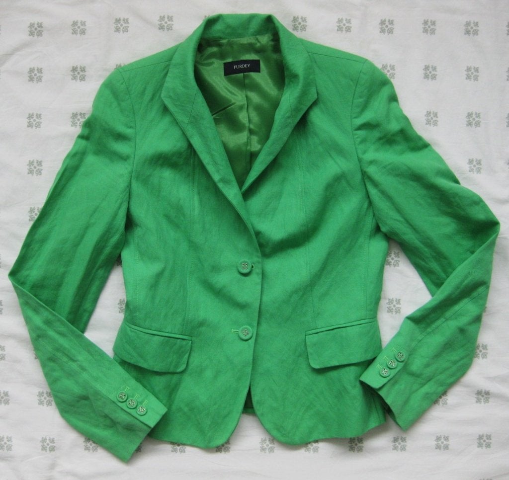 Purdey, groen jasje, blazer, linnen met katoen, 34 (36), Ophalen of Verzenden, Zo goed als nieuw, Purdey, Jasje