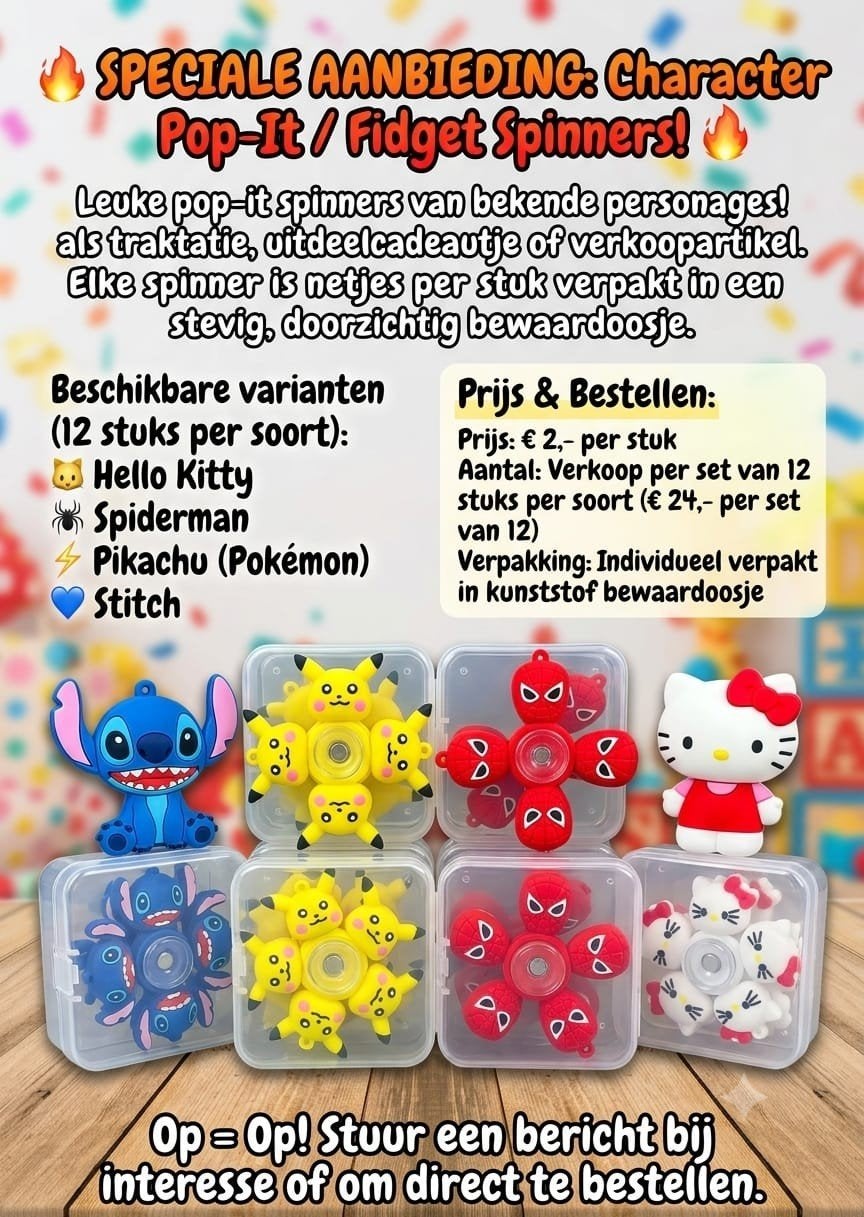 partij spinners 12 stuks € 24,-, ., Nieuw, Ophalen of Verzenden, .