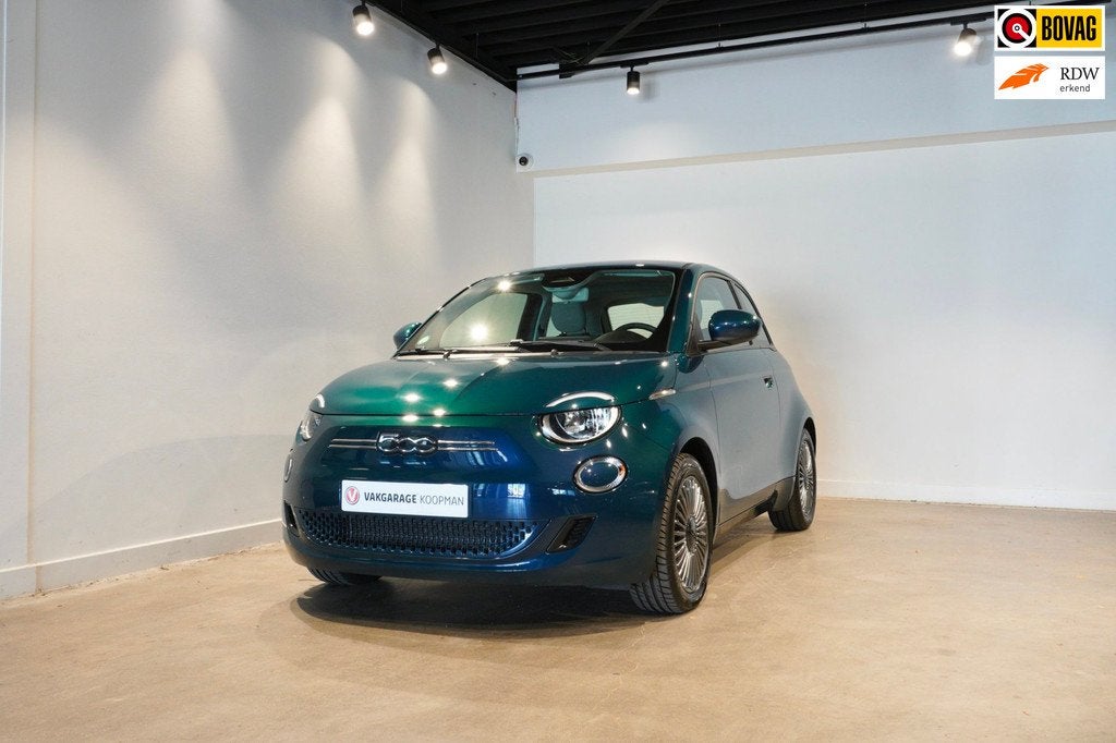 Fiat 500 Icon 24 kWh, Auto's, Fiat, Gebruikt, Blauw, Leder en Stof, 1365 kg