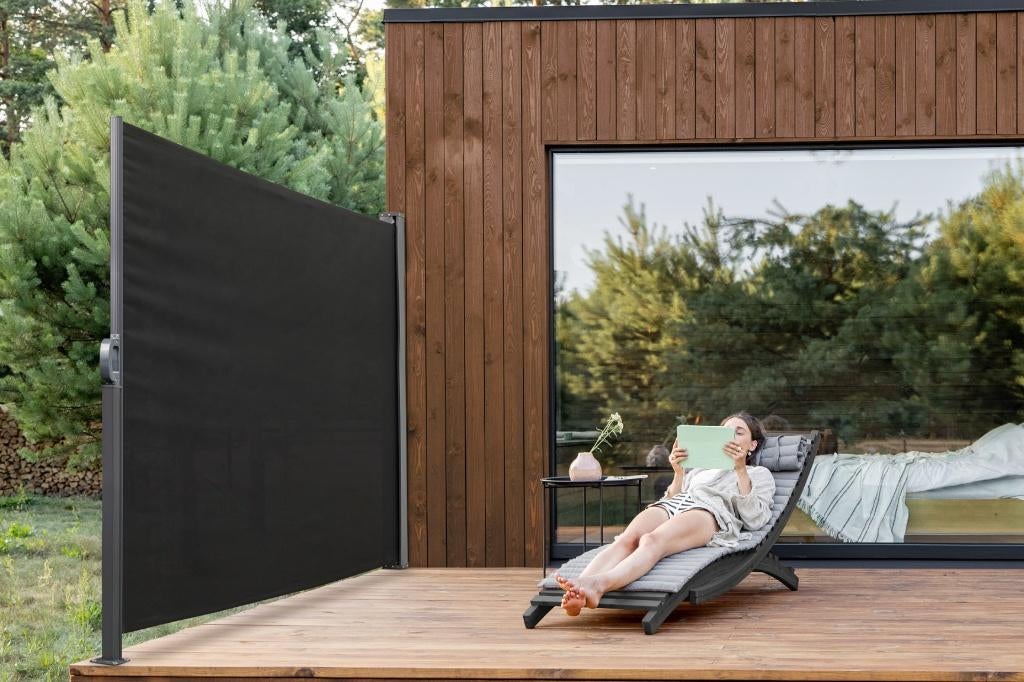 909 Outdoor Oprolbaar windscherm zwart - 160 x 300 cm, Online, Nieuw, Ophalen of Verzenden, Online