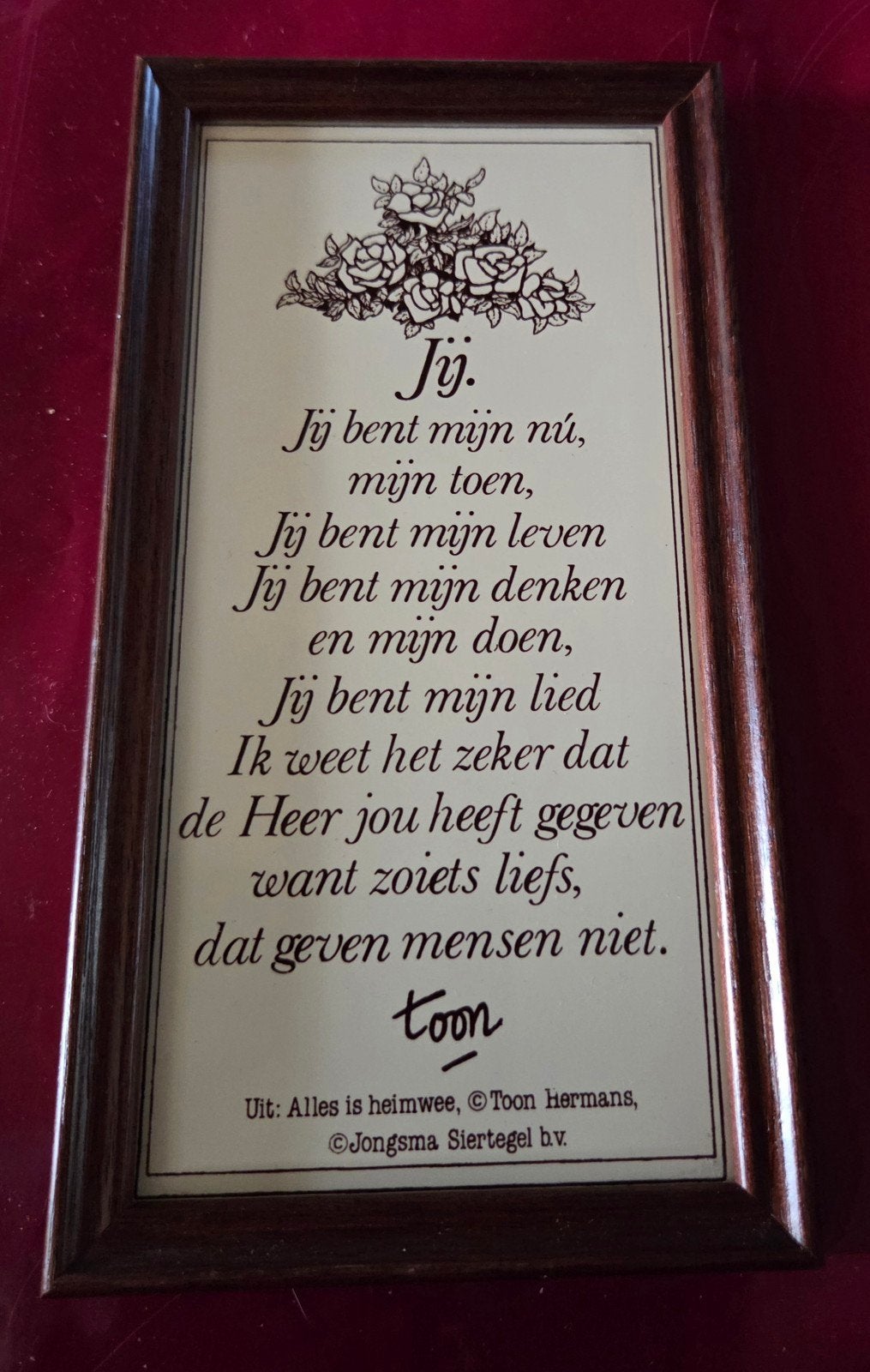 Houten lijst met spreuk op tegel "Jij", Ophalen of Verzenden, Zo goed als nieuw, Hout