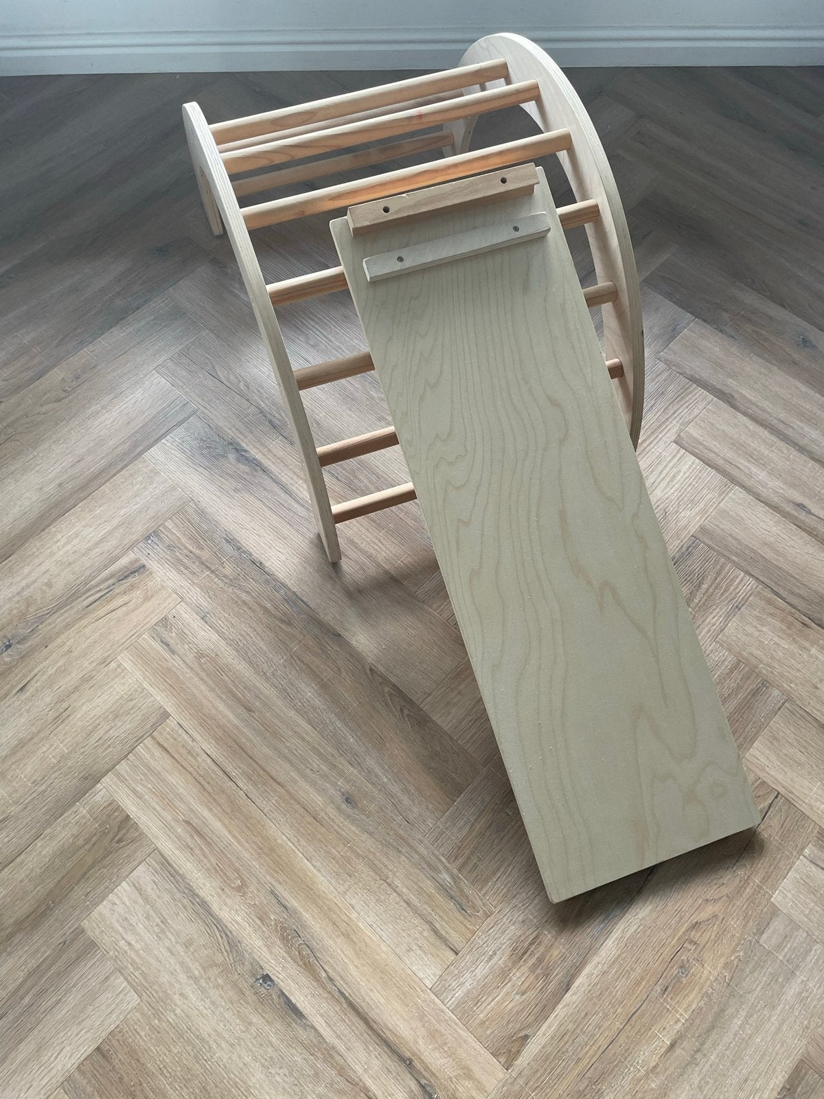 Houten Klimboog met Glijbaan/Klimplank - Montessori Speelgoe, Ophalen, Zo goed als nieuw, Glijbaan, Aanbouwonderdeel