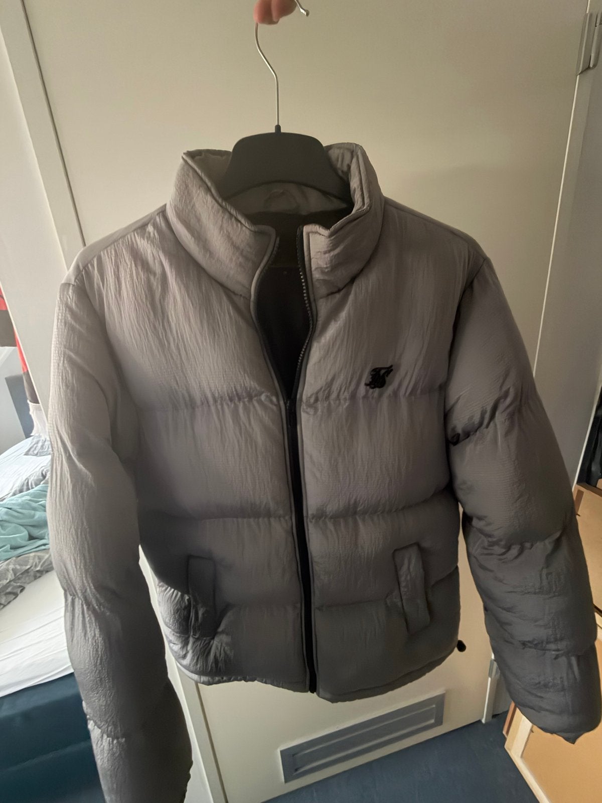 SikSilk Puffer Jacket Maat M - Hoge Kwaliteit, Ophalen, Zo goed als nieuw, Maat 48/50 (M), Grijs