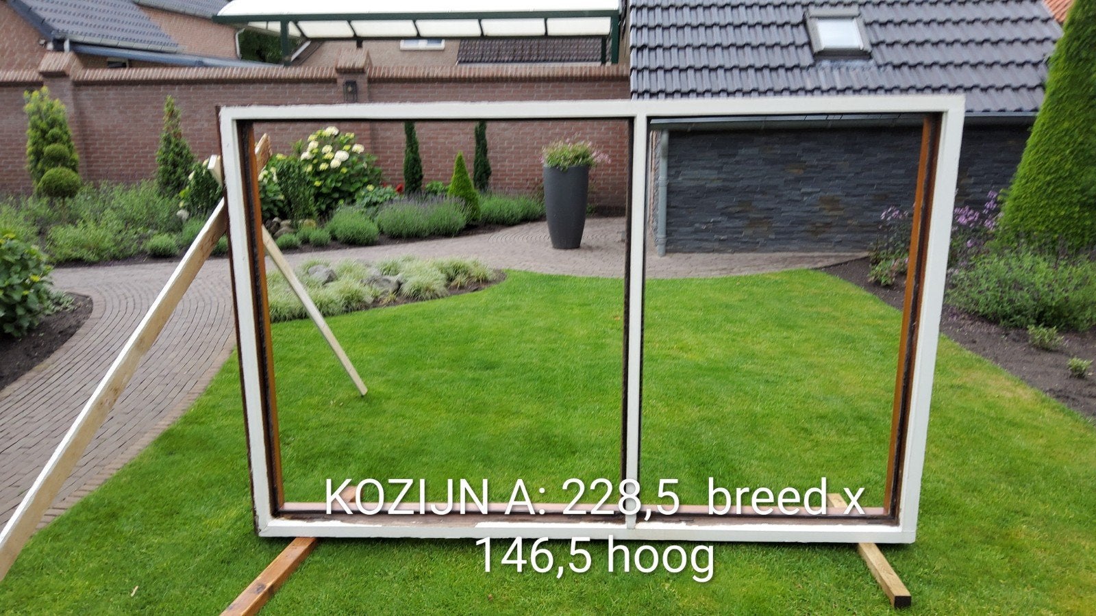 4x Gebruikte Merbau Hardhouten Kozijnen met Isolatieglas, Doe-het-zelf en Verbouw, Ophalen, Gebruikt, 150 tot 225 cm, Inclusief glas